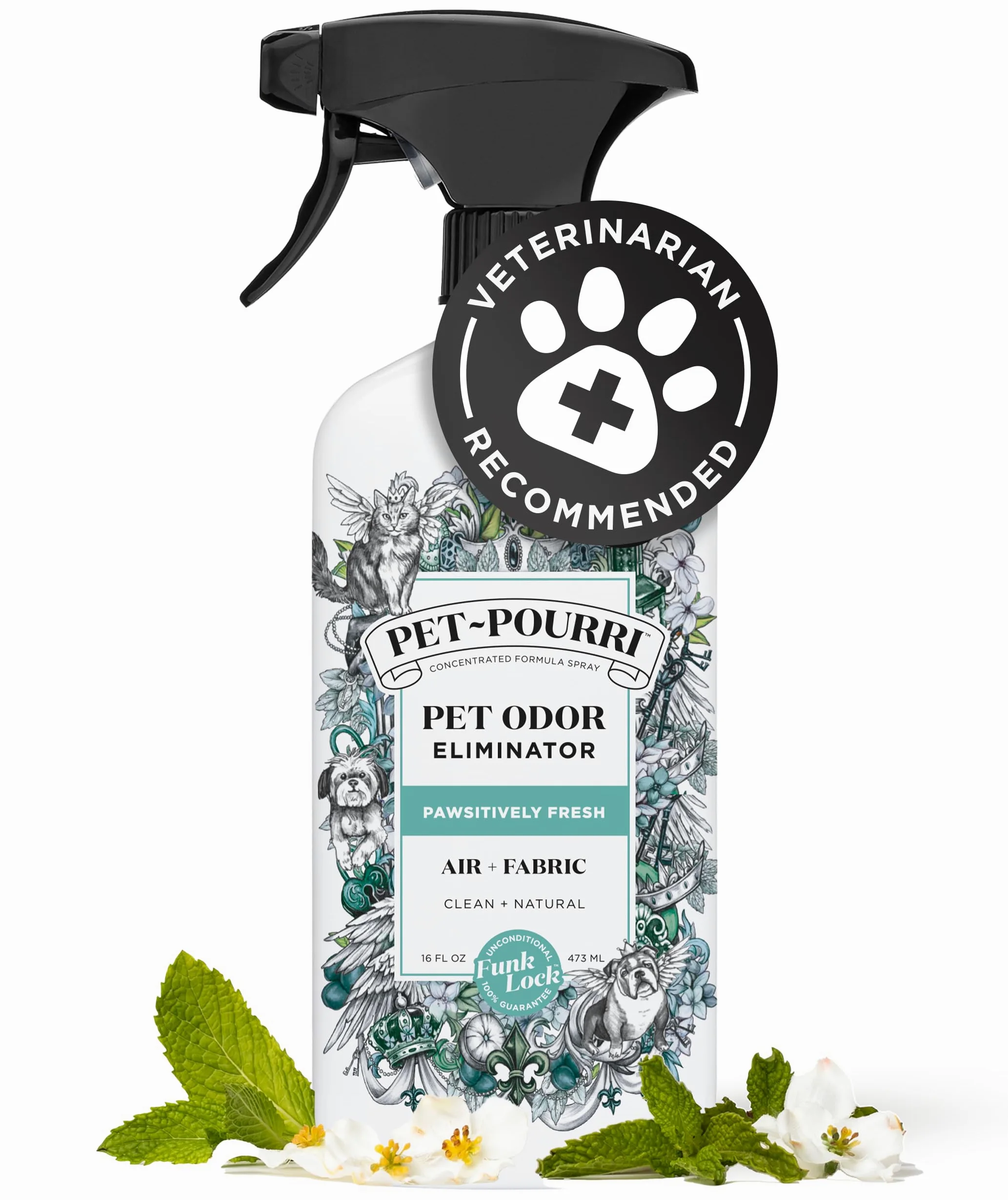 Poo-Pourri Powietrze z zapachem zwierząt domowych + spray do usuwania zapachów tkanin, świeży, 16 Fl Oz