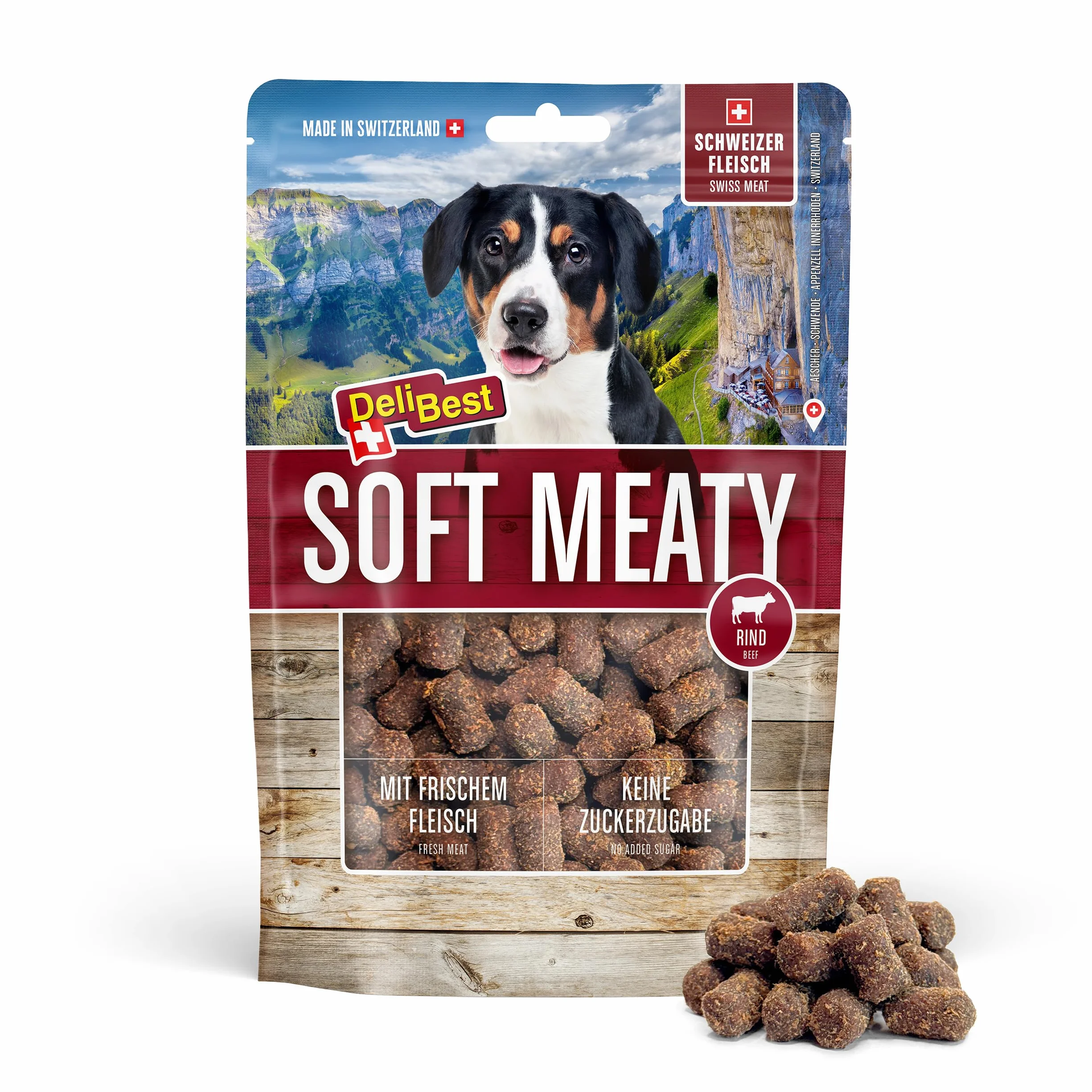 DeliBest Soft Meatys z wołowiny I przekąski dla psów bez zbóż, zdrowa przekąska dla psa, smakołyki dla psów, przekąska z dużą zawartością mięsa, 150 g