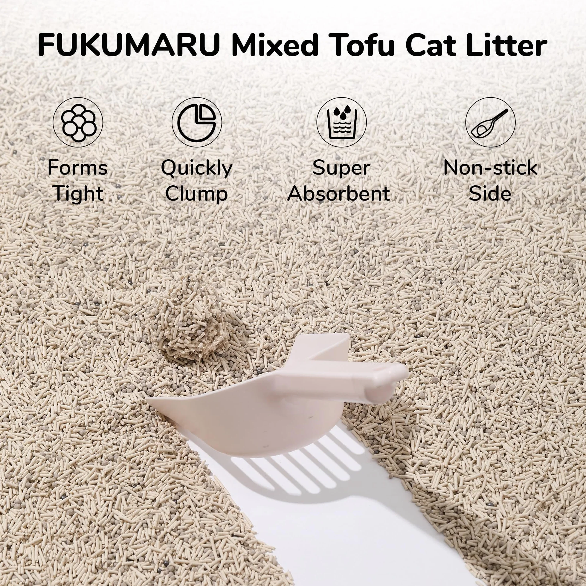 FUKUMARU Żwirek dla kota Tofu, 10,8 kg, kuweta dla kotów, żwirek z tofu i bentonitu, wolna od kurzu i łatwa do zgrubienia, kontrola zapachu (biała herbata), można spłukać w toalecie