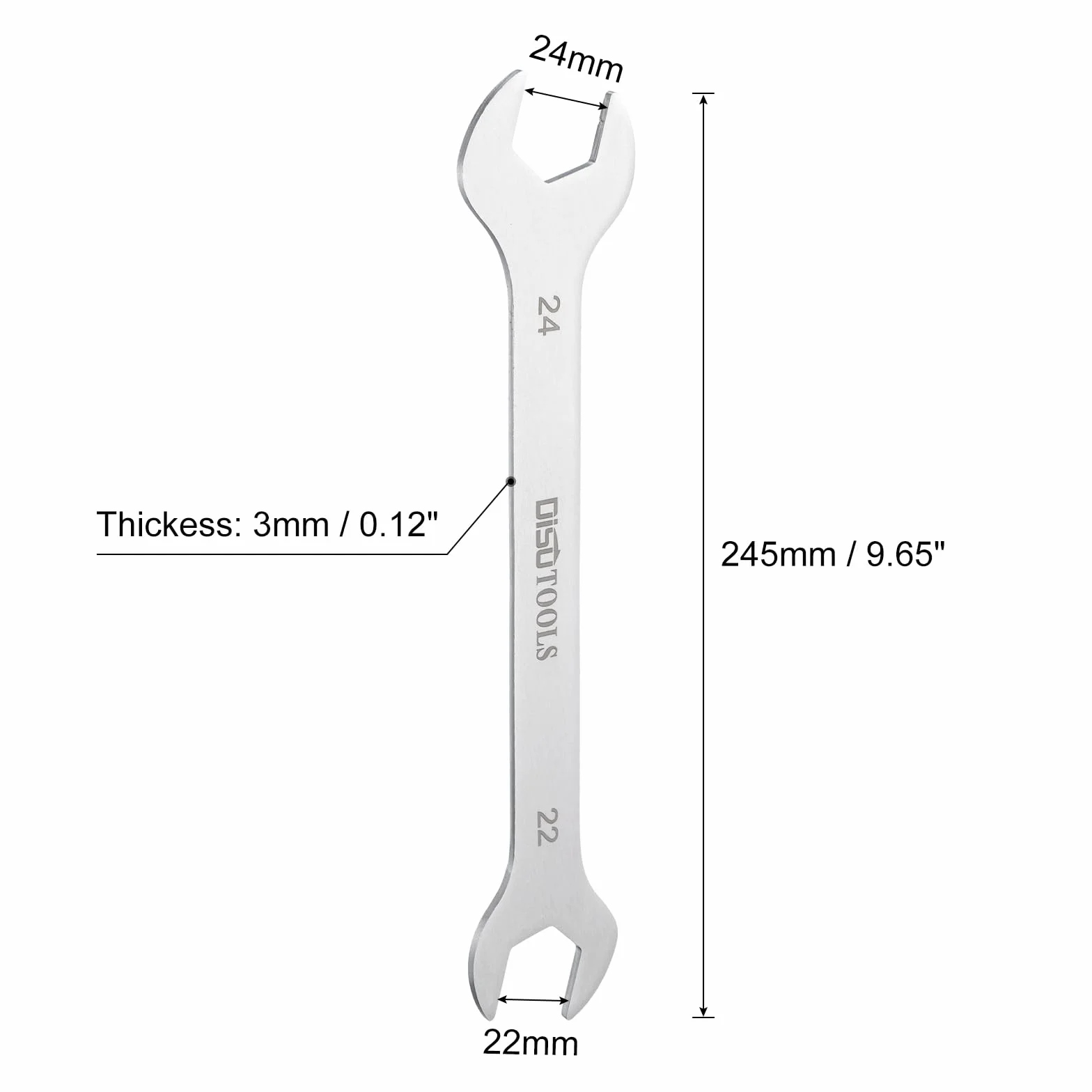 QUARKZMAN Cienki klucz oczkowy 22 mm x 24 mm, metryczny, piaskowany, powlekany stal nierdzewna 3cr13, dwustronny klucz płaski do napraw domowych i ogólnych napraw