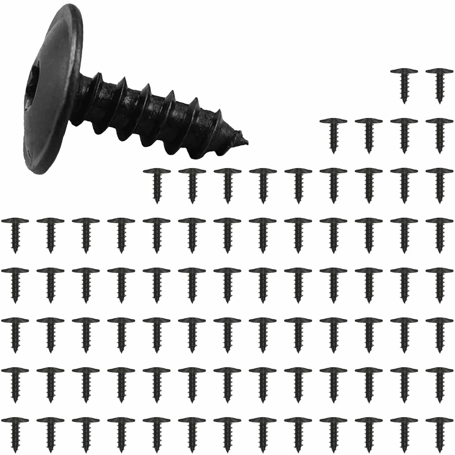 80 x wkręty blachowe, wkręty do karoserii, czarne, wkręty Torx, wkręty do podwozia, wkręty samogwintujące do okładzin drzwi samochodowych, M5 x 16 mm