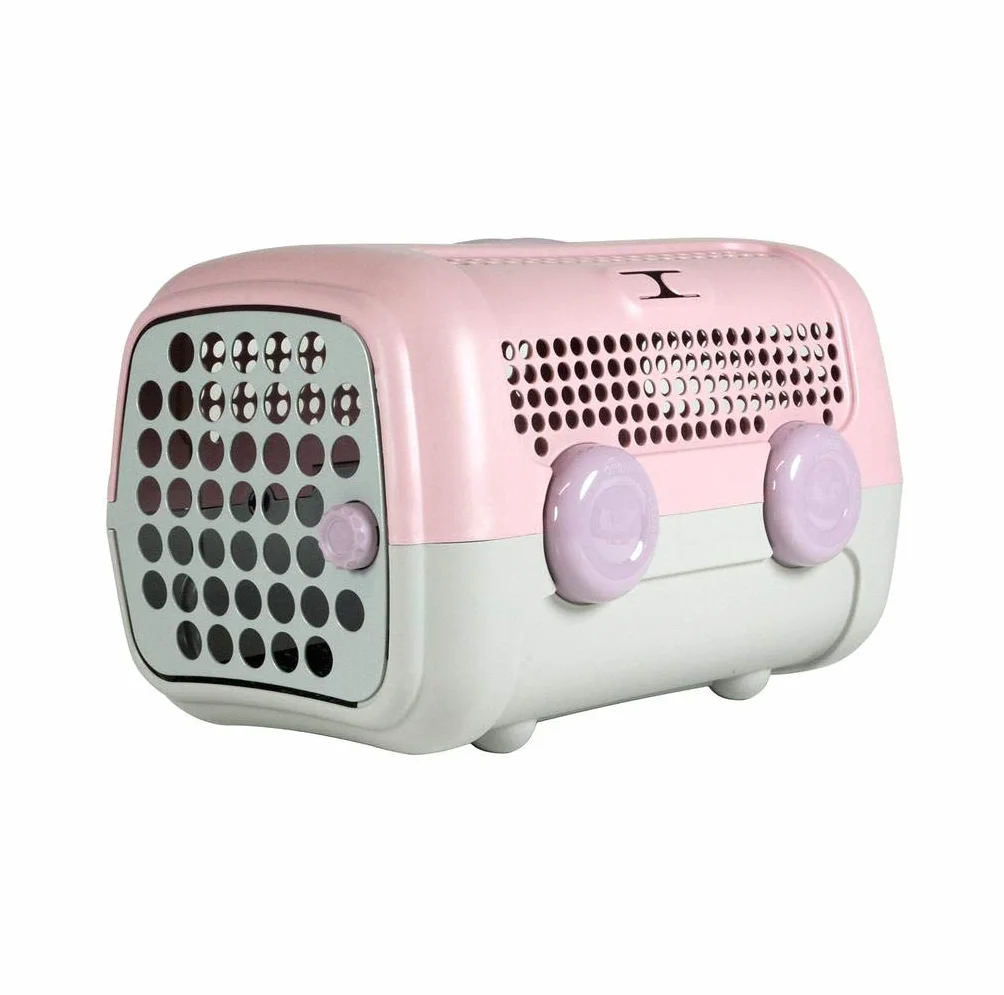 United Pets A.U.T.O. Transporter dla Zwierząt z Twardą Skorupą, Różowy i Szary, dla Małych Psów i Kotów