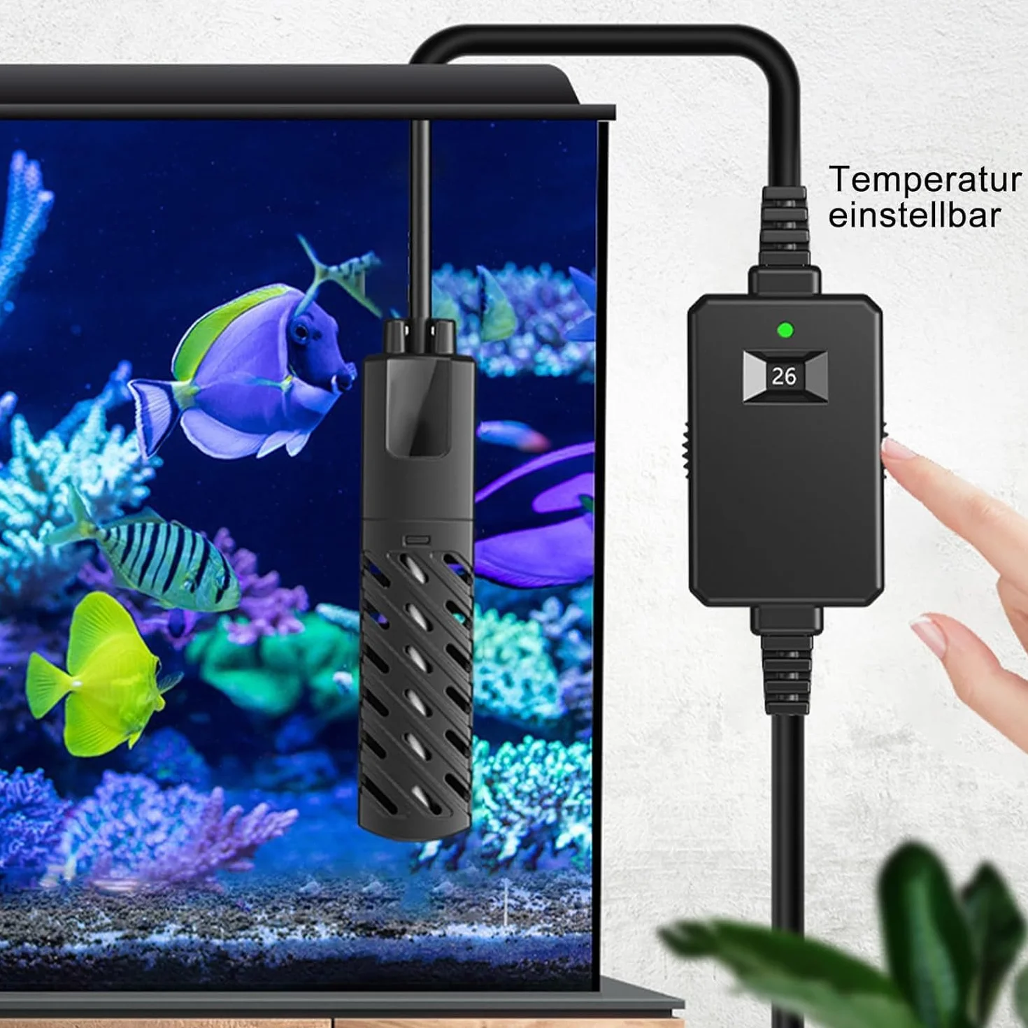 GERUI Mini ogrzewanie do akwarium 50 W, 30 l, 100-240 V, 50/60 Hz, zakres kontroli temperatury: 20 ℃ -34 ℃, do akwarium i akwarium, PTC, automatyczna, stała izolacja cieplna, cienka (50 W)