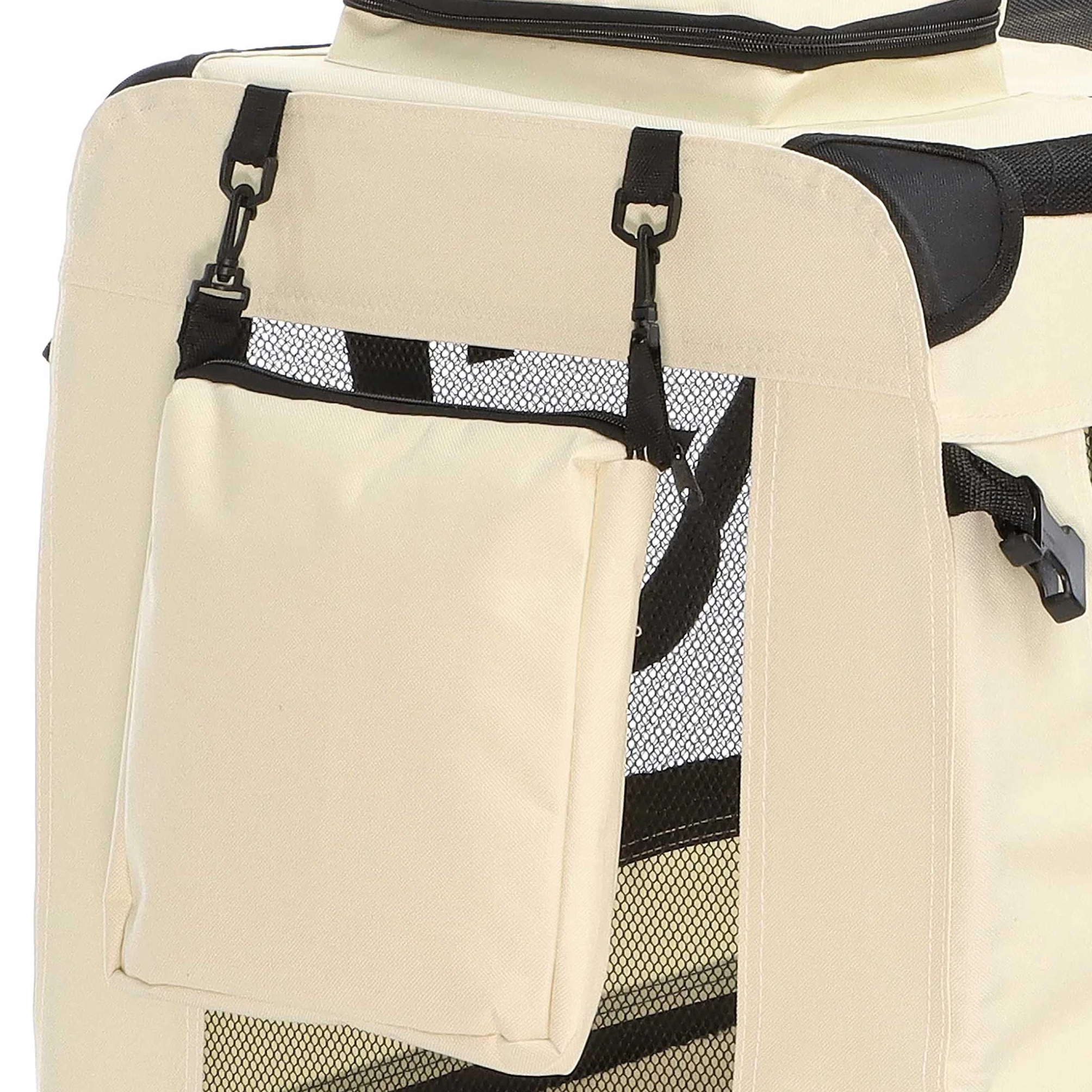 Fudajo Składany transporter dla psa i kota XXXL (101x68x70 cm) beżowy, klatka transportowa z poduszką, lekka torba do samochodu dla zwierząt do max. 30 kg