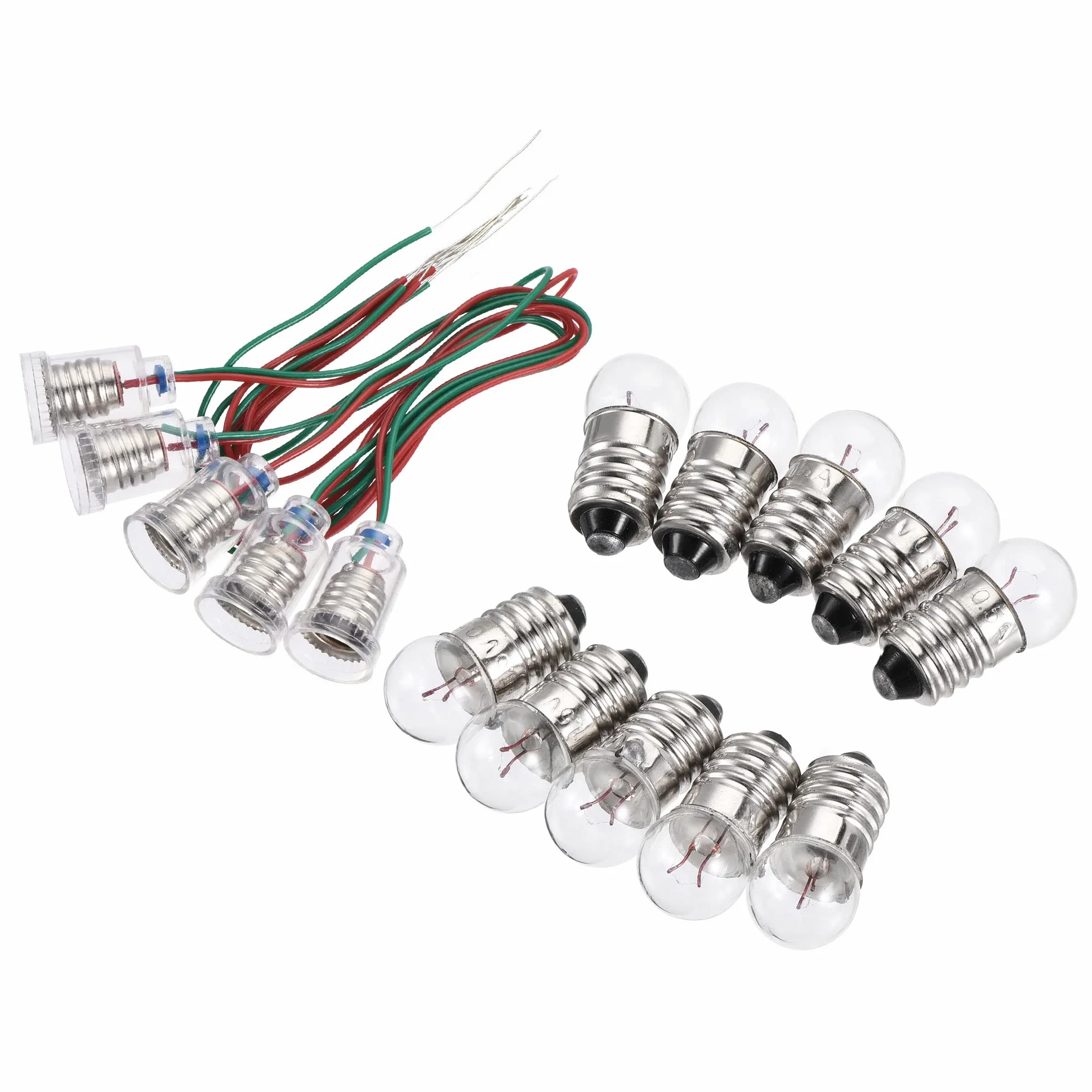 sourcing map E10 Gniazdo Lampy 1,5V Żarówka Uchwyt Drutu Śruby Podstawa z E10 Żarówka niklowana Miedź 1 Zestaw