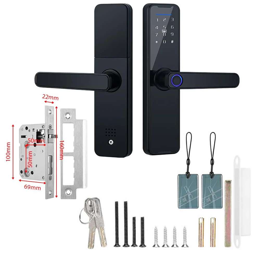Smart Lock zamek do drzwi z odciskami palców, klawiatura z uchwytem, elektroniczny zamek do drzwi inteligentny
