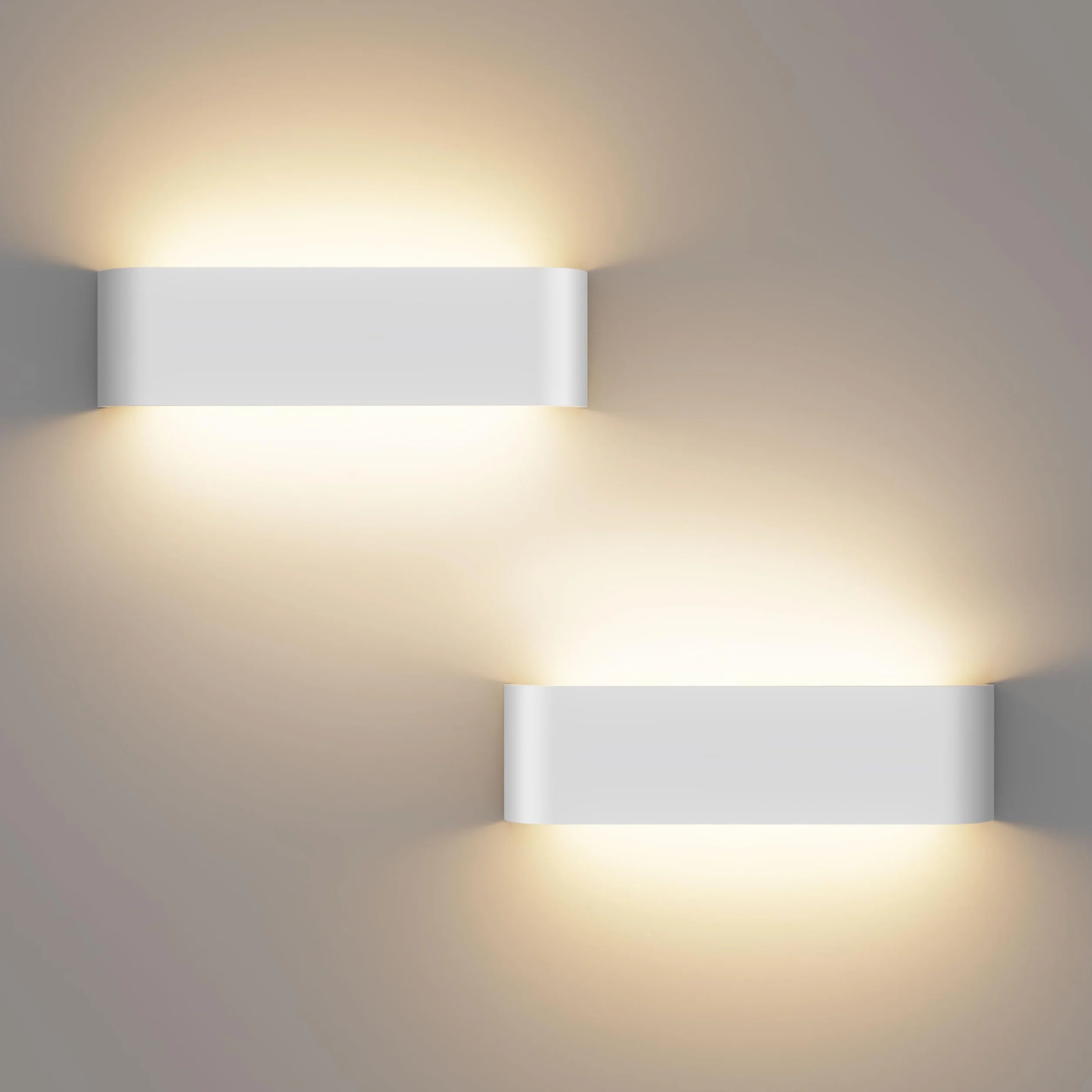 OOWOLF Lampy ścienne LED do wnętrz – 2 sztuki z regulowaną temperaturą barwową 3000K/4500K/6000K, oświetlenie ścienne do sypialni, salonu, kuchni, jadalni