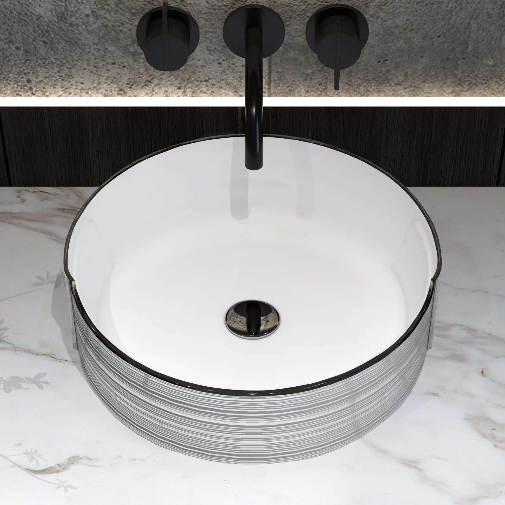 MEJE Porcelana Ceramiczna Vessel Sink 42.5x42x14 cm Silver Stripe