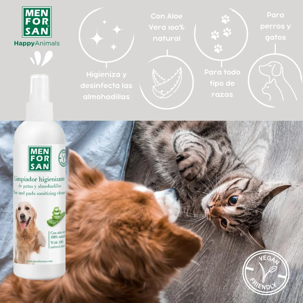 MENFORSAN Środek do czyszczenia łap i poduszek dla psów | Sofa & Bed Hygiene | All Breed Spray | With 100% natural Aloe Vera | Vegan Product | 125 ml