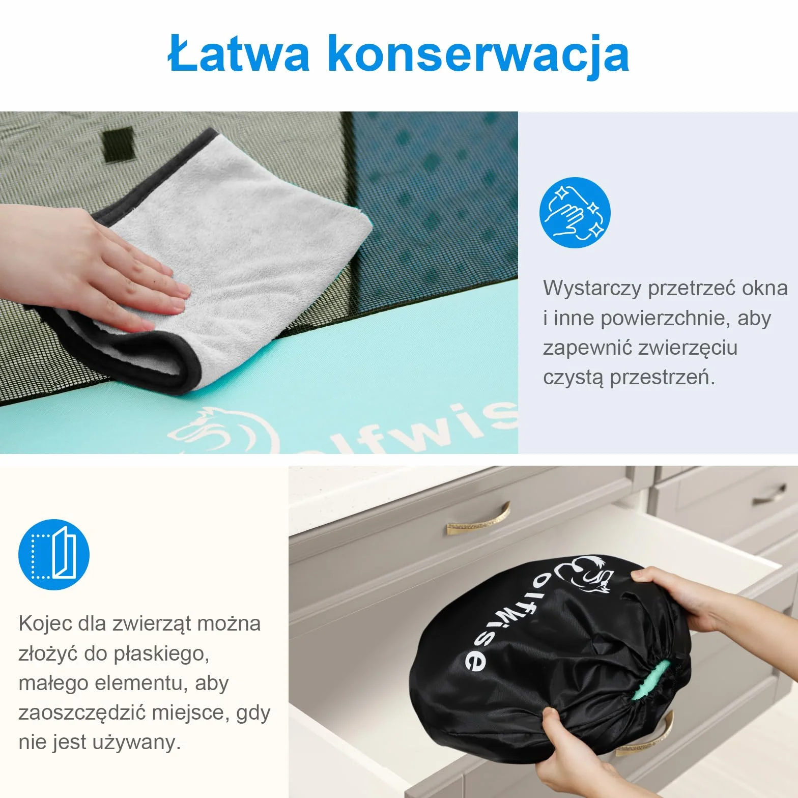 Wolfwise kojec dla zwierząt, przenośna klatka, 600D Oxford, przenośna klatka dla szczeniąt, klatka dla kota do użytku na zewnątrz podczas podróży kempingowych z torbą do przenoszenia, Średni, zielony