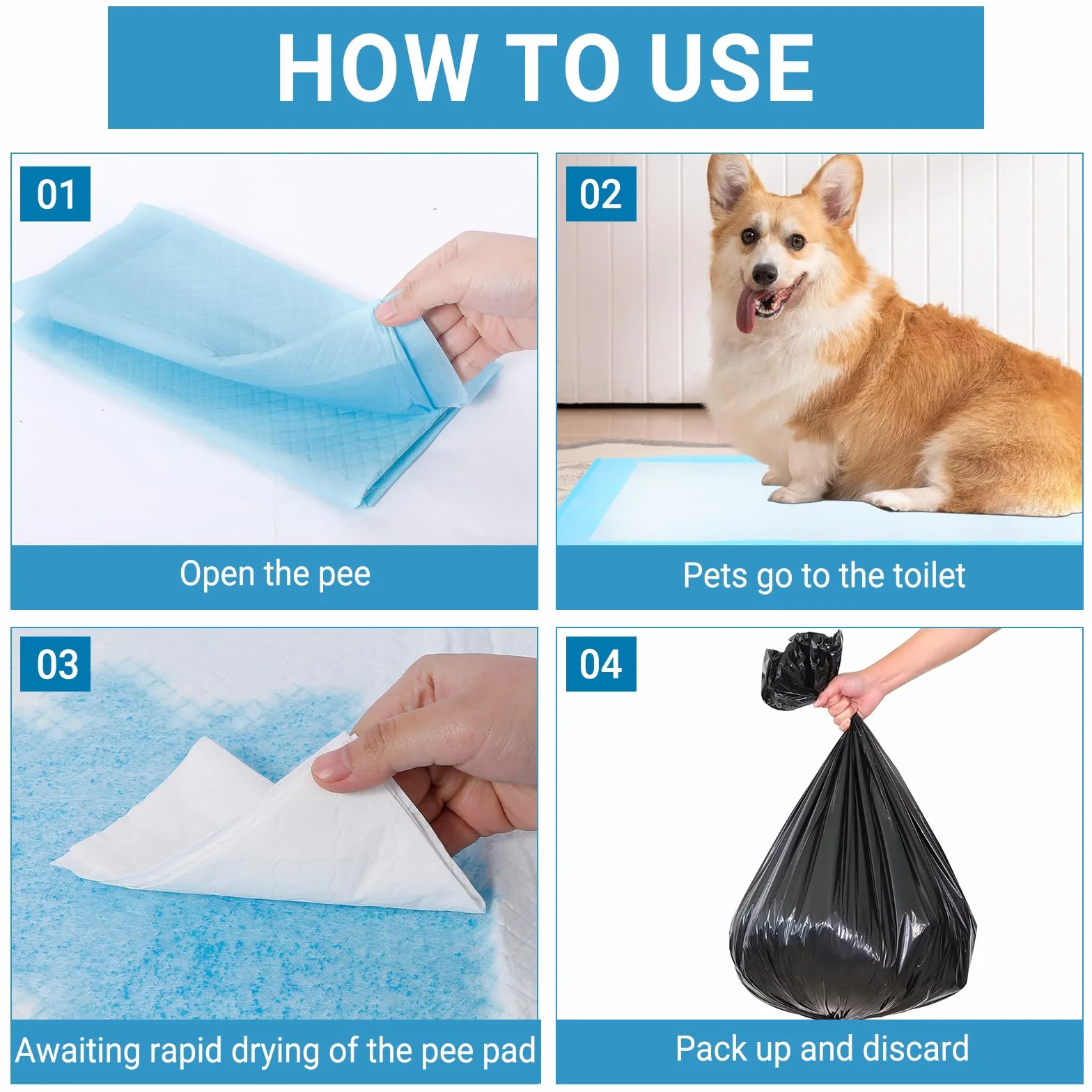 100 sztuk Poduszki Higieniczne dla Psów i Szczeniąt 33cmx45 cm, Podkładek do Przewijania, Jednorazowe, Ultrachłonne, 6-warstwowe, Szczelne Maty Treningowe do Nauki Czystości
