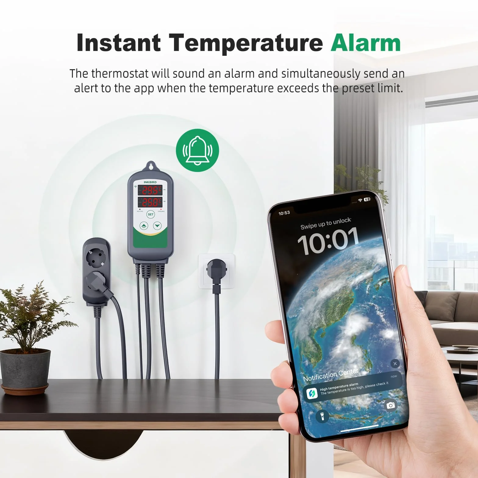 Inkbird ITC-308-WIFI Termostat chłodzenia ogrzewania, kontroler temperatury gniazda za pomocą aplikacji