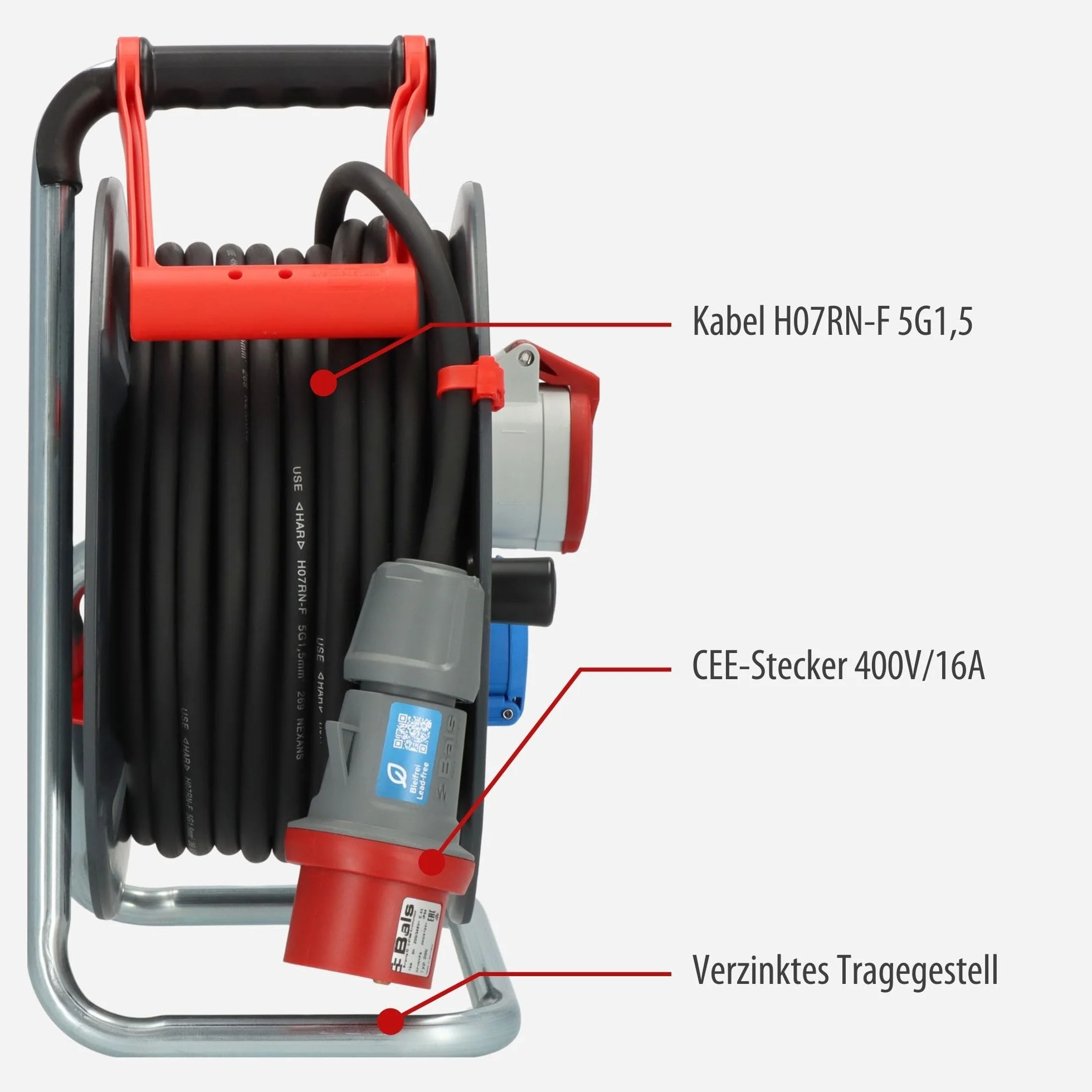 Brennenstuhl Garant CEE 1 V2 IP44 bęben kablowy (CEE z kablem 30 m w kolorze czarnym, Made in Germany, do użytku na zewnątrz IP44)