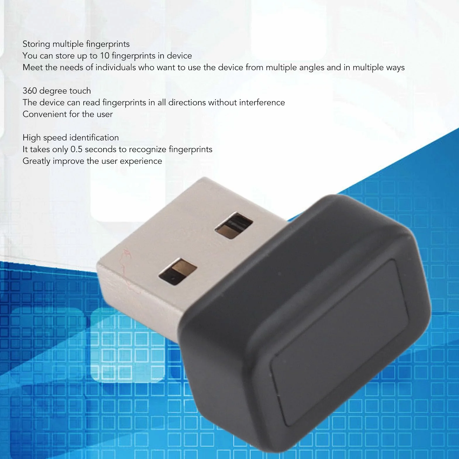Gugxiom Mini czytnik linii papilarnych USB 360° Touch biometryczny skaner do komputera