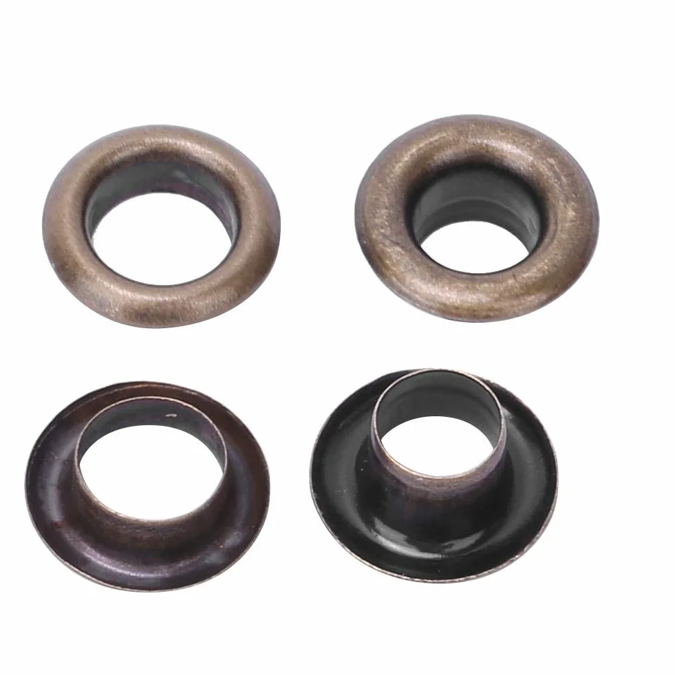 Zestaw 100 Przelotek Oczka 4mm z Uszczelkami, Dwustronne Oczka do Skóry, Ubrań, Toreb, Pasków, Brązowe, 100 Sztuk