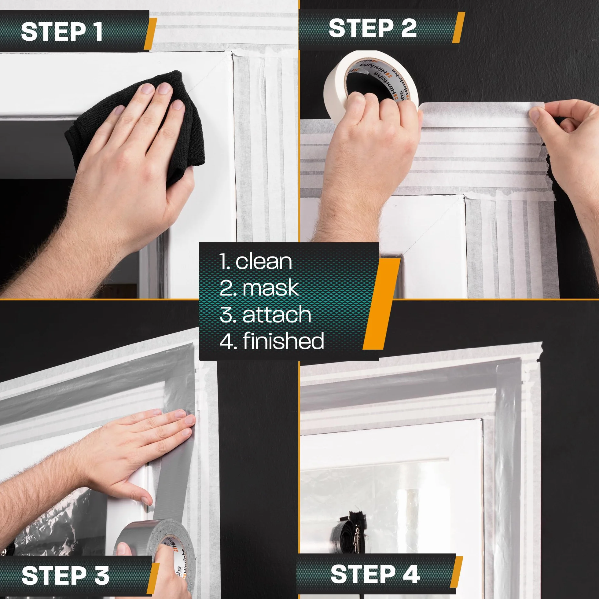 Hinrichs 2 x drzwi chroniące przed kurzem z zamkiem błyskawicznym, przezroczyste, drzwi przeciwpyłowe z zamkiem błyskawicznym, 220 x 120 cm
