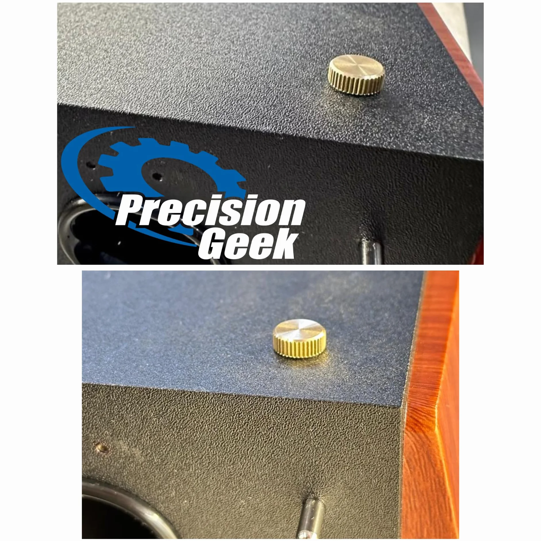 PrecisionGeek - Śruby Radełkowane Płaskie M4 x 10mm, Mosiądz (zestaw 5 sztuk)