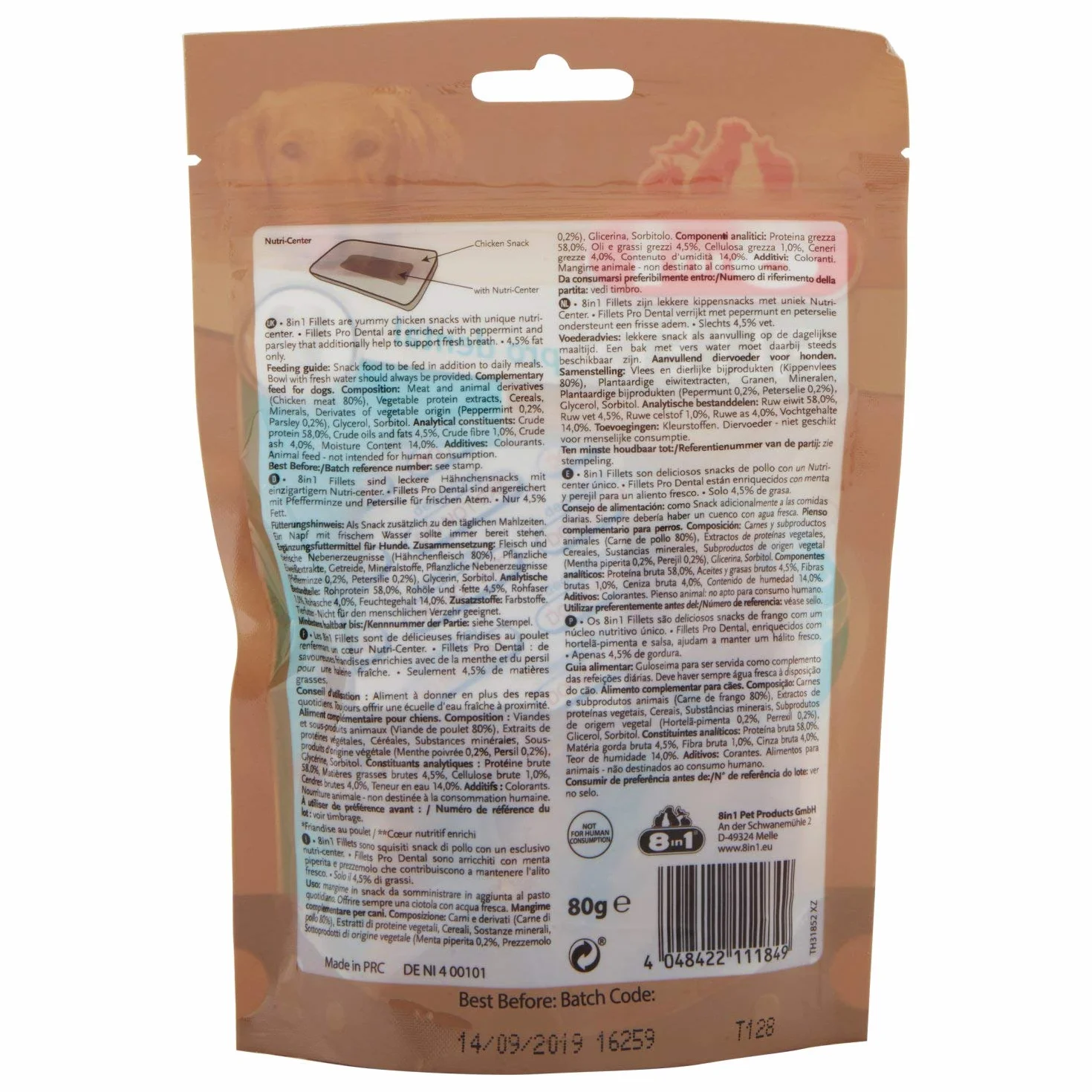8In1 Fillets Pro Dental Smakołyki dla Psów, Kurczak, 80 g