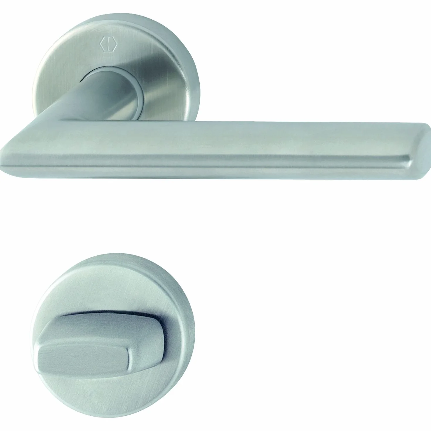 HOPPE 3080763 zestaw klamek Stockholm z rozetami WC, stal szlachetna matowa
