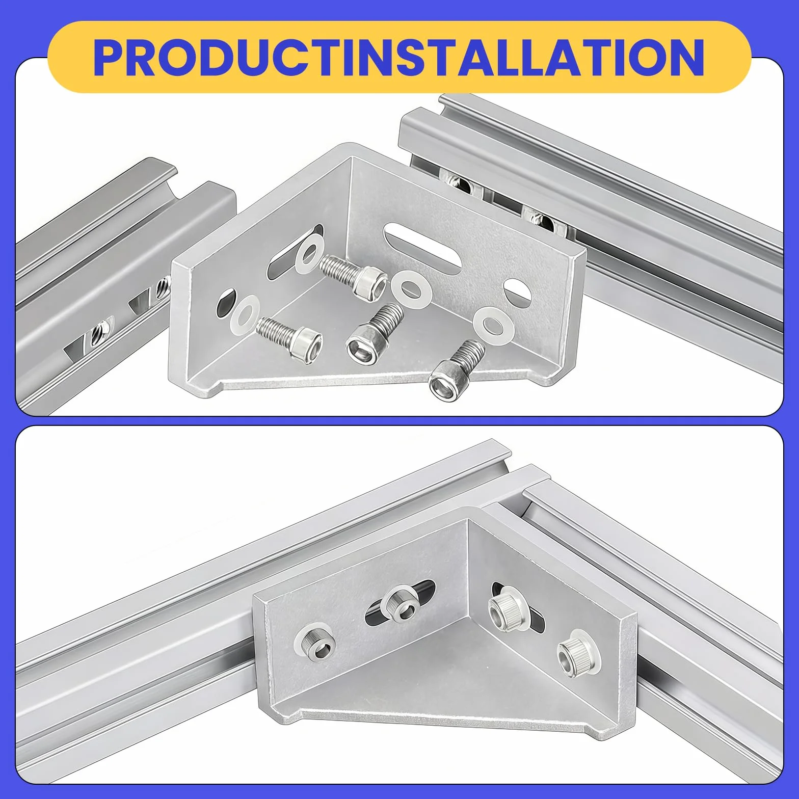 8 sztuk aluminiowych łączników kątowych 40x80, kątownik aluminiowy, materiał mocujący, łącznik narożny 90 stopni do profilu aluminiowego, stabilne łączniki profilu aluminiowego do profili