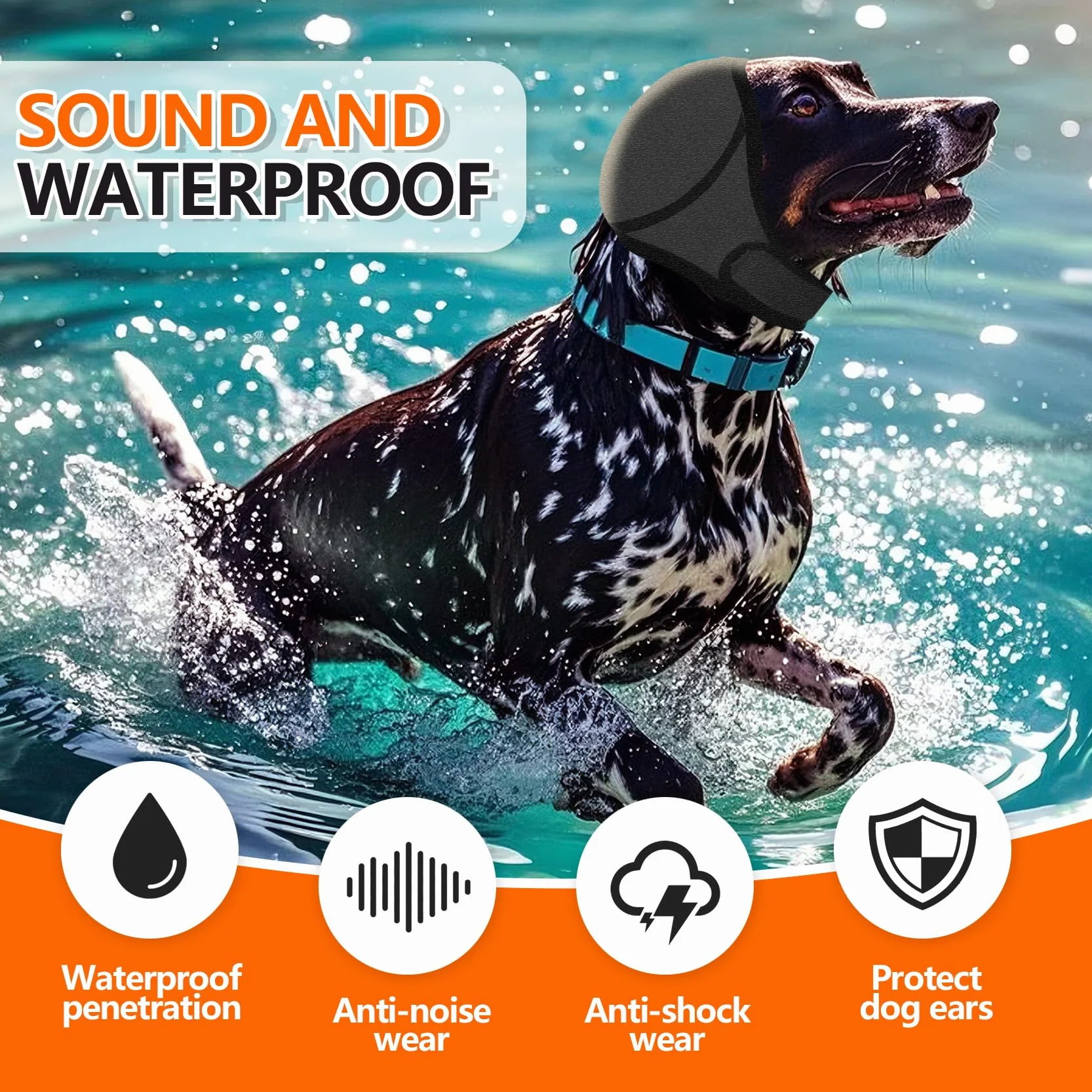 Mufki na uszy dla psów & No Shake Ear Wrap do krwiaków, kąpieli, suszenia i łagodzenia lęku przed hałasem – elastyczne, wodoodporne nauszniki z kojącym wzorem z kapturem do pielęgnacji (szare