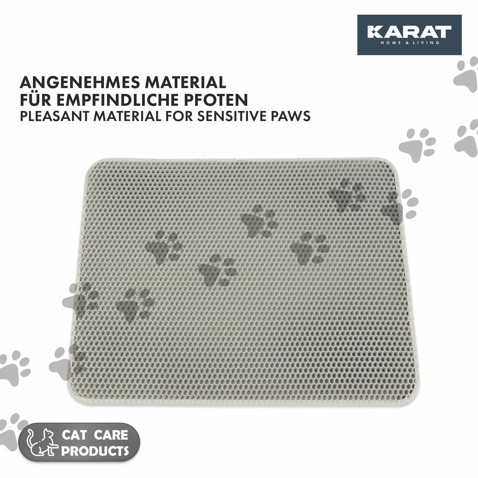 KARAT Mata do żwirku dla kota 61 x 38 cm – wodoszczelna podkładka pod kuwetę dla kota – mata chroni podłogę przed żwirkiem – mata do kuwety (Charly) (szara)