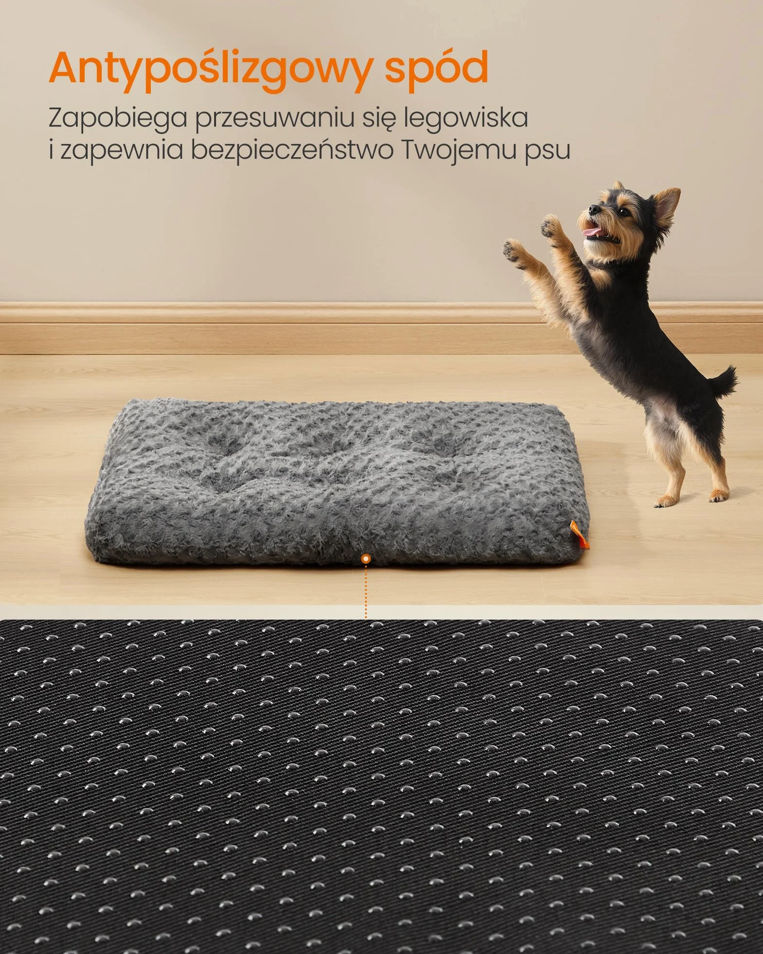 Feandrea Legowisko dla psa, rozmiar M, dla małych psów, legowisko dla zwierząt, pluszowa tkanina, 80 x 50 cm, miękkie wypełnienie, zmywalne, antypoślizgowe, szaro-łupkowe PGW291GN01