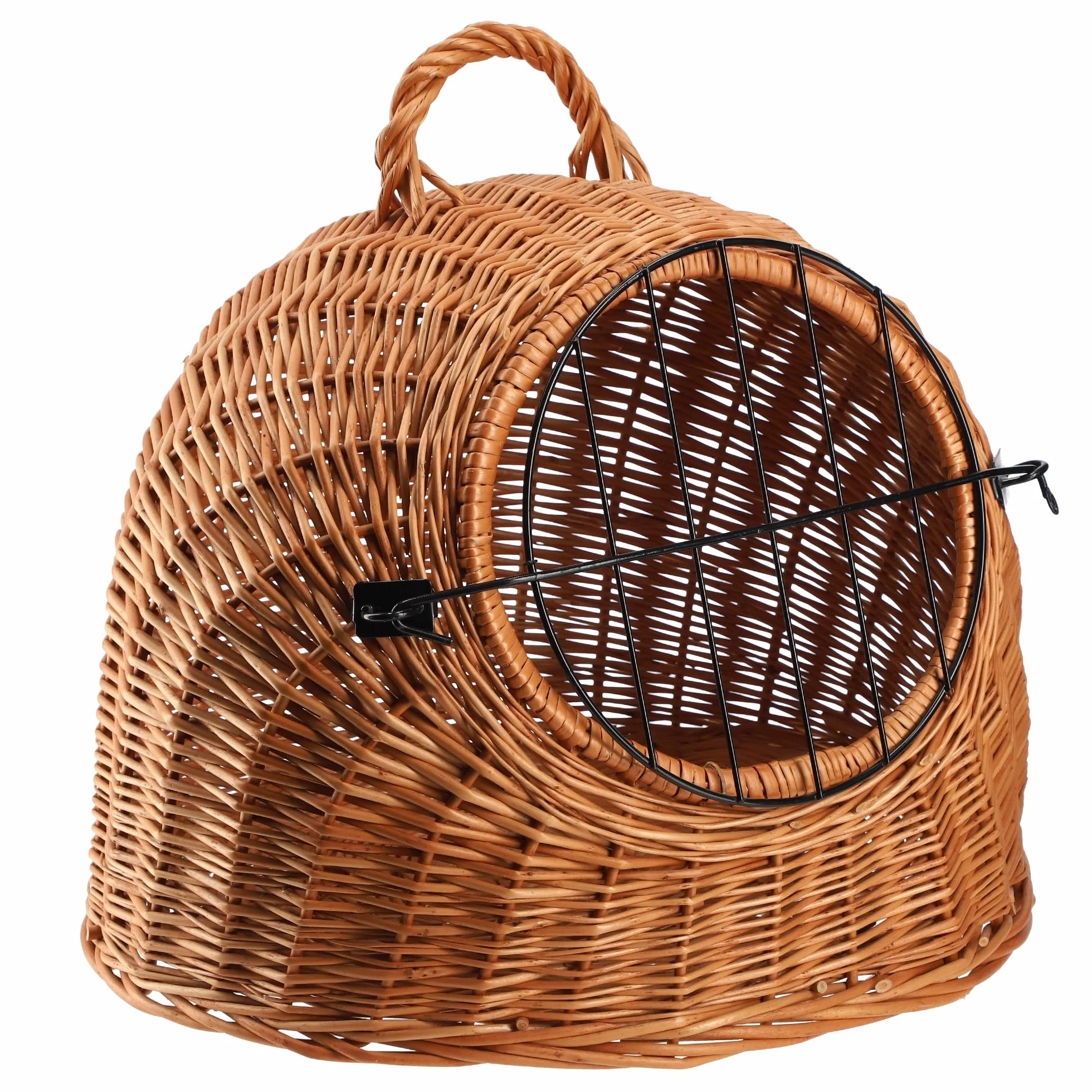 KADAX Transporter wiklinowy dla kota 40x49cm, drzwiczki z zamknięciem, wygodny uchwyt, bezpieczne przewożenie i odpoczynek małych zwierząt w domu i w podróży