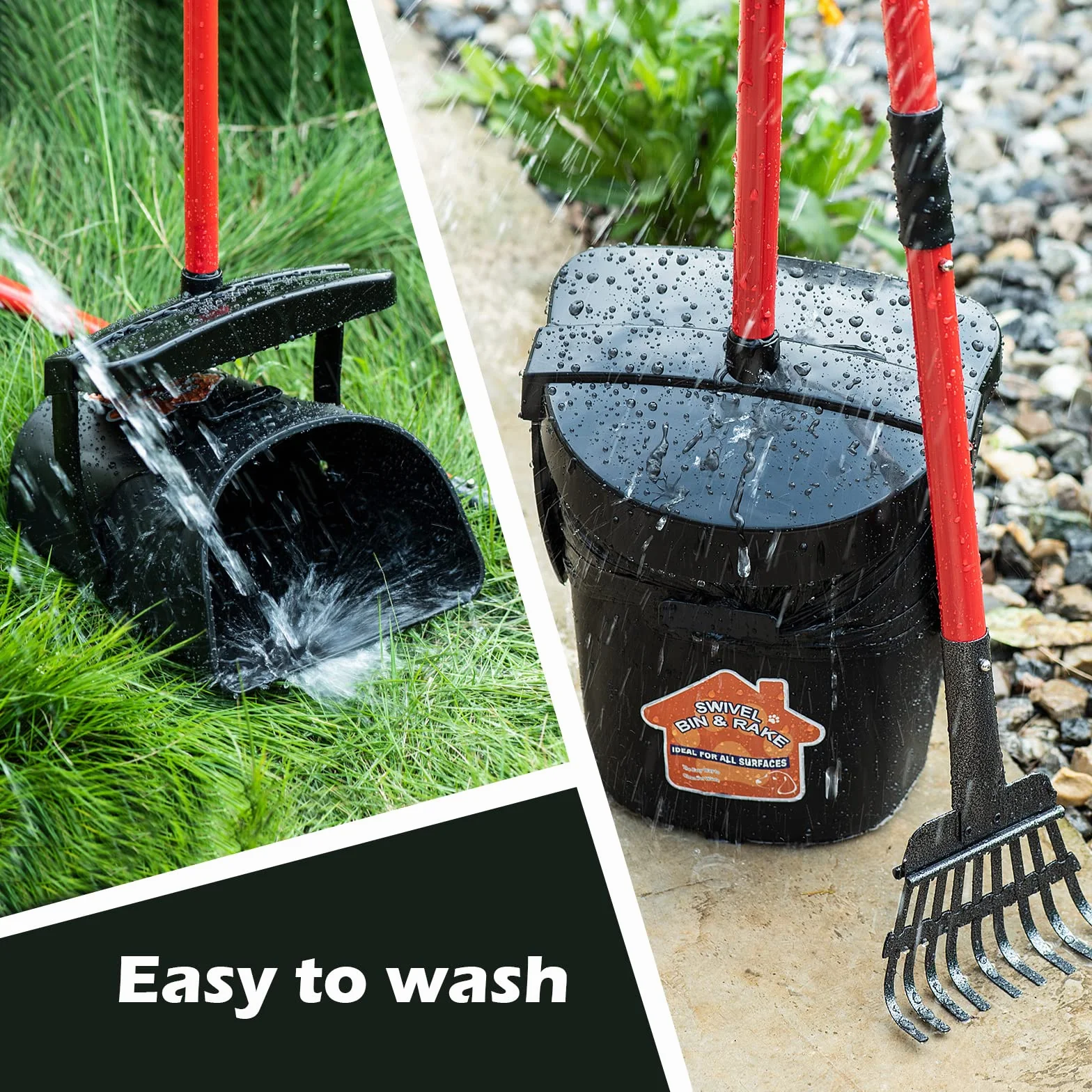 BANORES Pooper Scooper duży obrotowy kosz i grabie dla dużych i małych psów, nietłukący się skuter dla psów, z 20 workami na odpady, łatwe do czyszczenia, odpady dla zwierząt domowych na trawie, brudu lub żwirze, artykuły dla zwierząt domowych