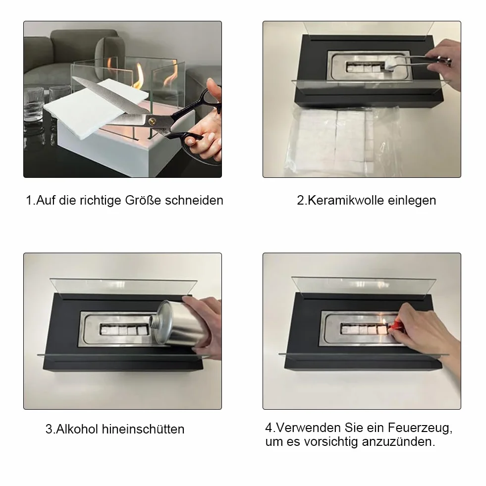 Wełna ceramiczna 30x20 cm 4 sztuki gąbka do pieca kominkowego na bioetanol