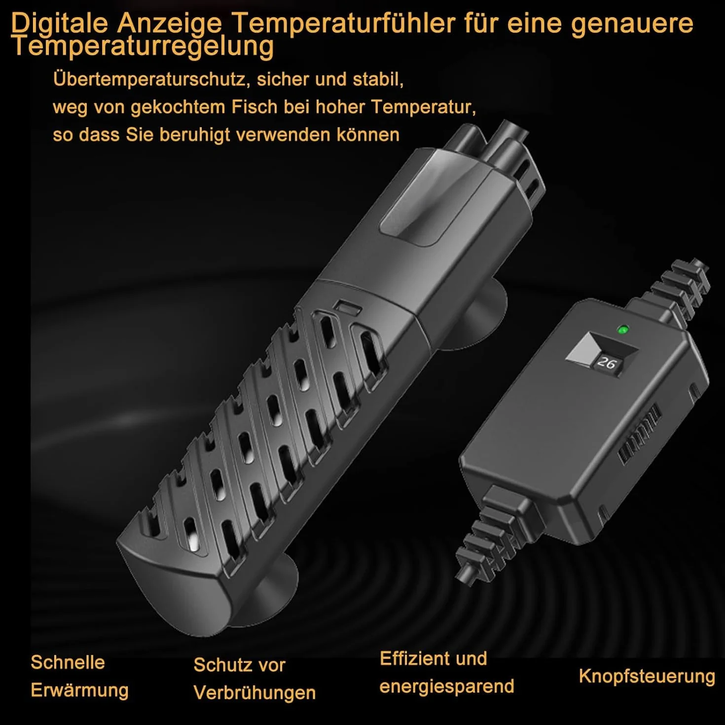 GERUI Mini ogrzewanie do akwarium 50 W, 30 l, 100-240 V, 50/60 Hz, zakres kontroli temperatury: 20 ℃ -34 ℃, do akwarium i akwarium, PTC, automatyczna, stała izolacja cieplna, cienka (50 W)