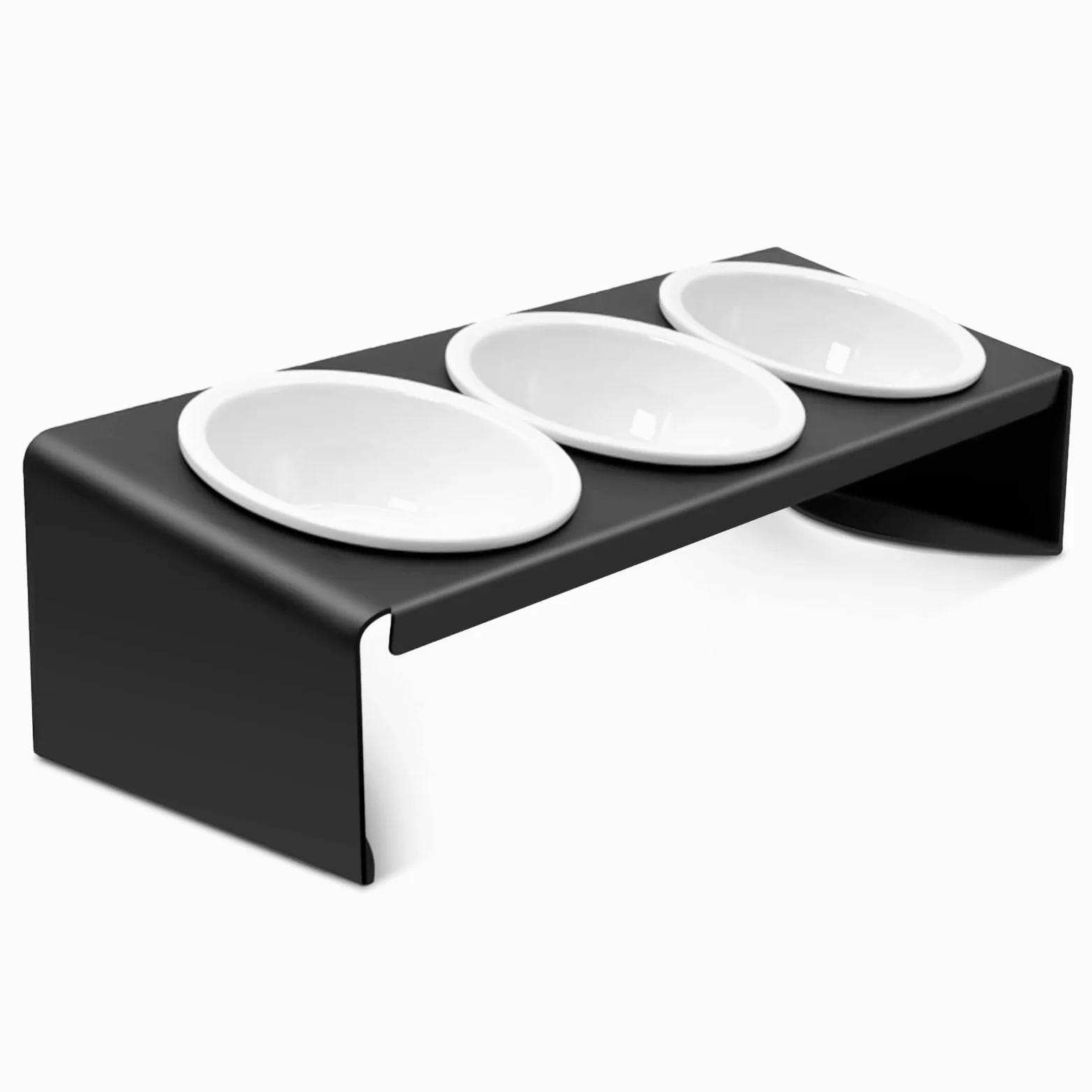 Lannvan Ceramiczna miska dla kota z metalowym stojakiem 3-częściowy zestaw przechylona 15° stacja do karmienia dla kotów i małych psów