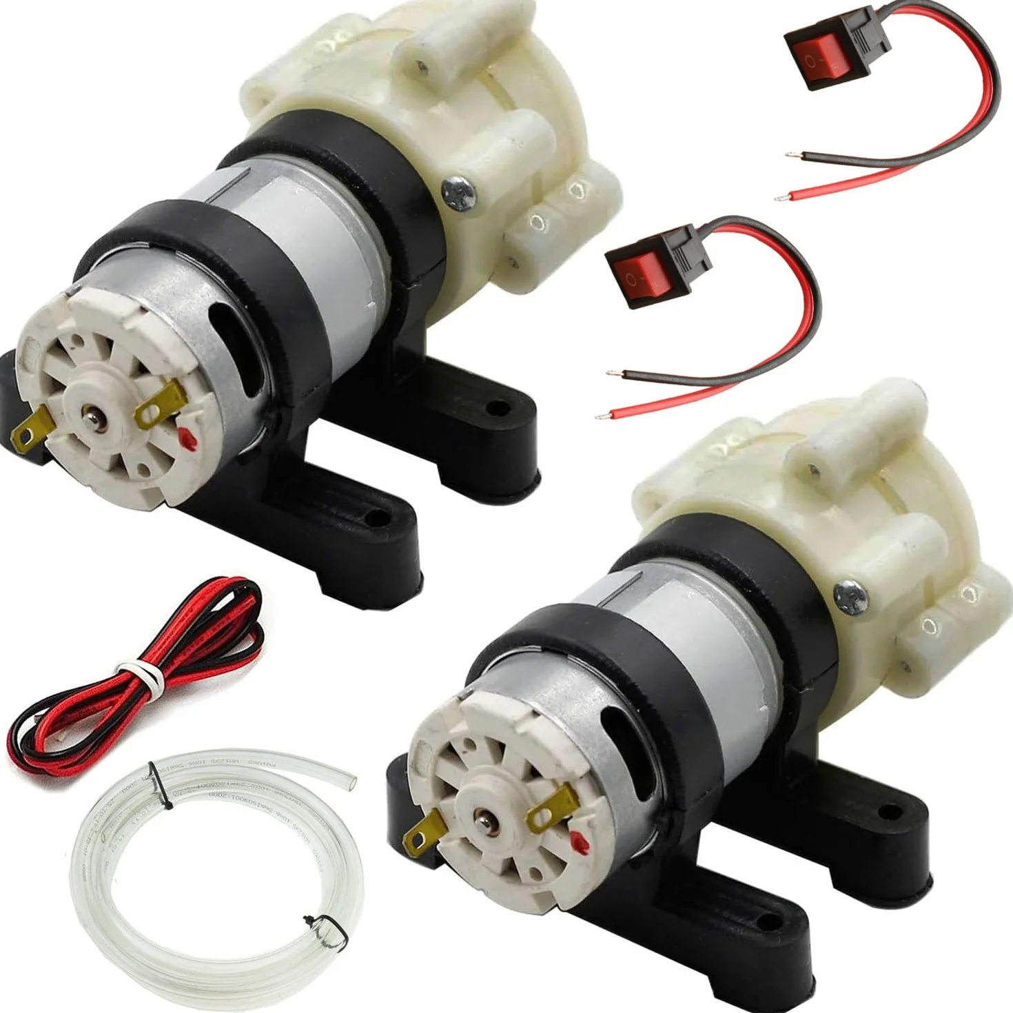 RUNCCI-YUN Membrana pompa wodna 12 V mini elektryczna pompa wodna 1,5-1,8 l/min samozasysająca pompa DC12V do herbaty maszyna do akwarium akwarium Fish Tank Fountain (2 szt.)