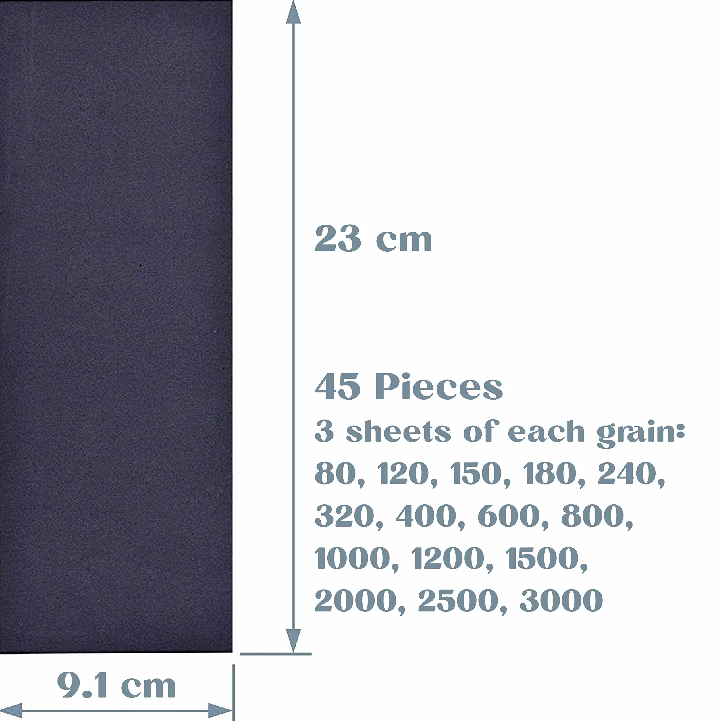 Profesjonalny Zestaw 45 Papierów Ściernych o Ziarnistości 80-3000 - na Mokro i na Sucho - Papier Ścierny do Samochodów, Mebli, Kamienia, Lakieru, Metalu, Szkła