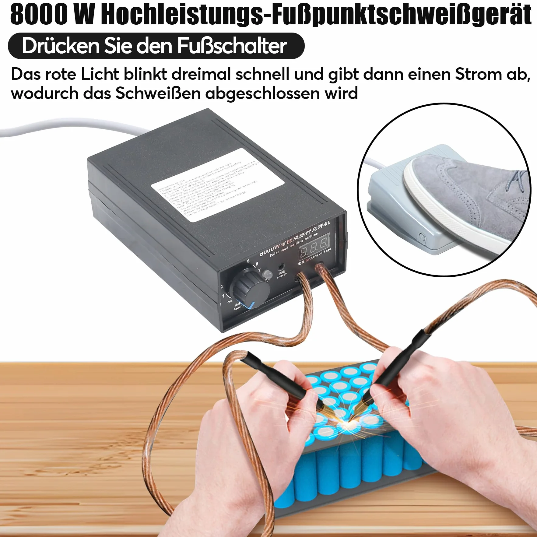 Akumulatorowa spawarka punktowa 8000 W Dual Impuls do blachy niklowej 0,1 mm