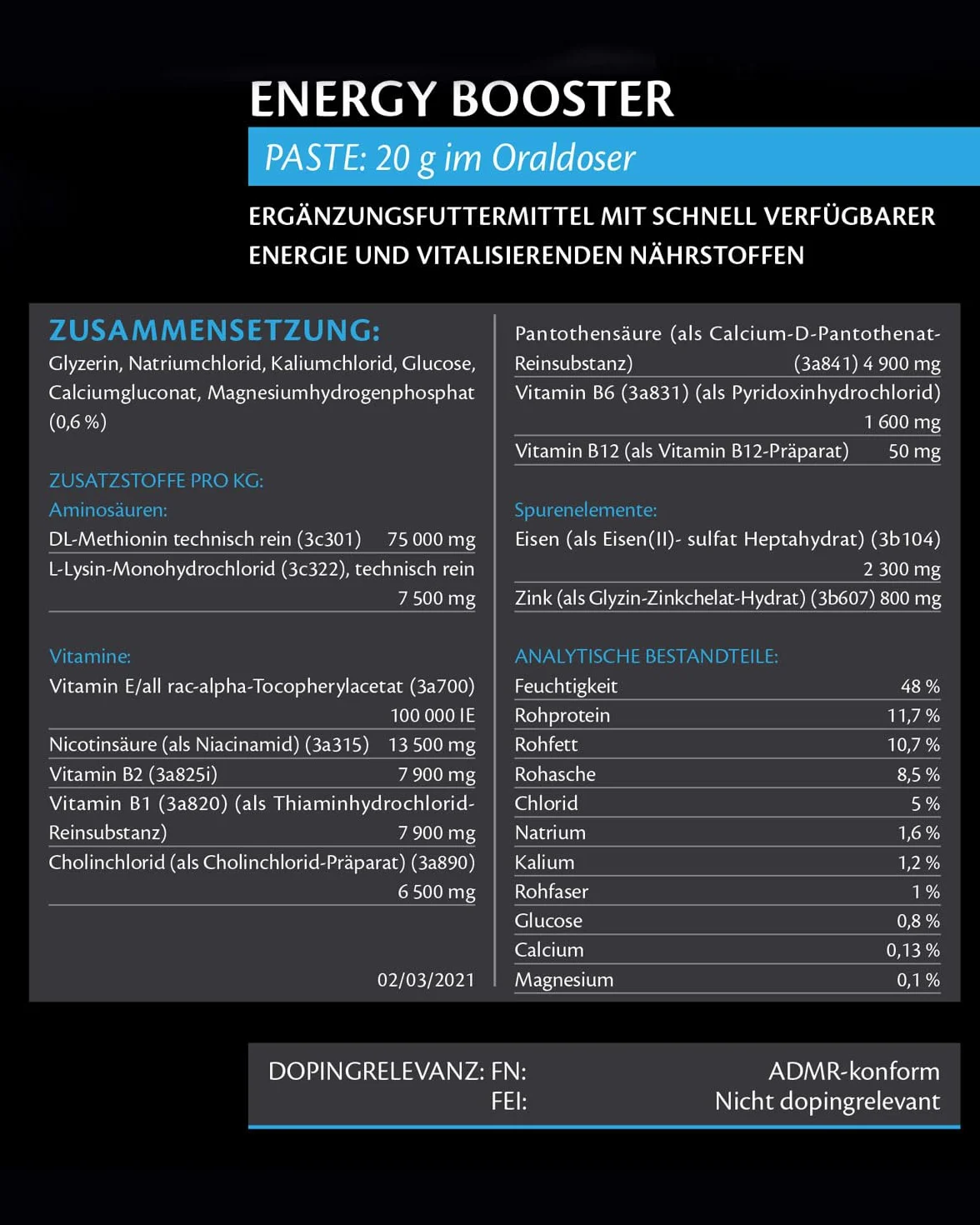 Vetoquinol Equistro Energy Booster 2 x 20 g karma uzupełniająca dla koni