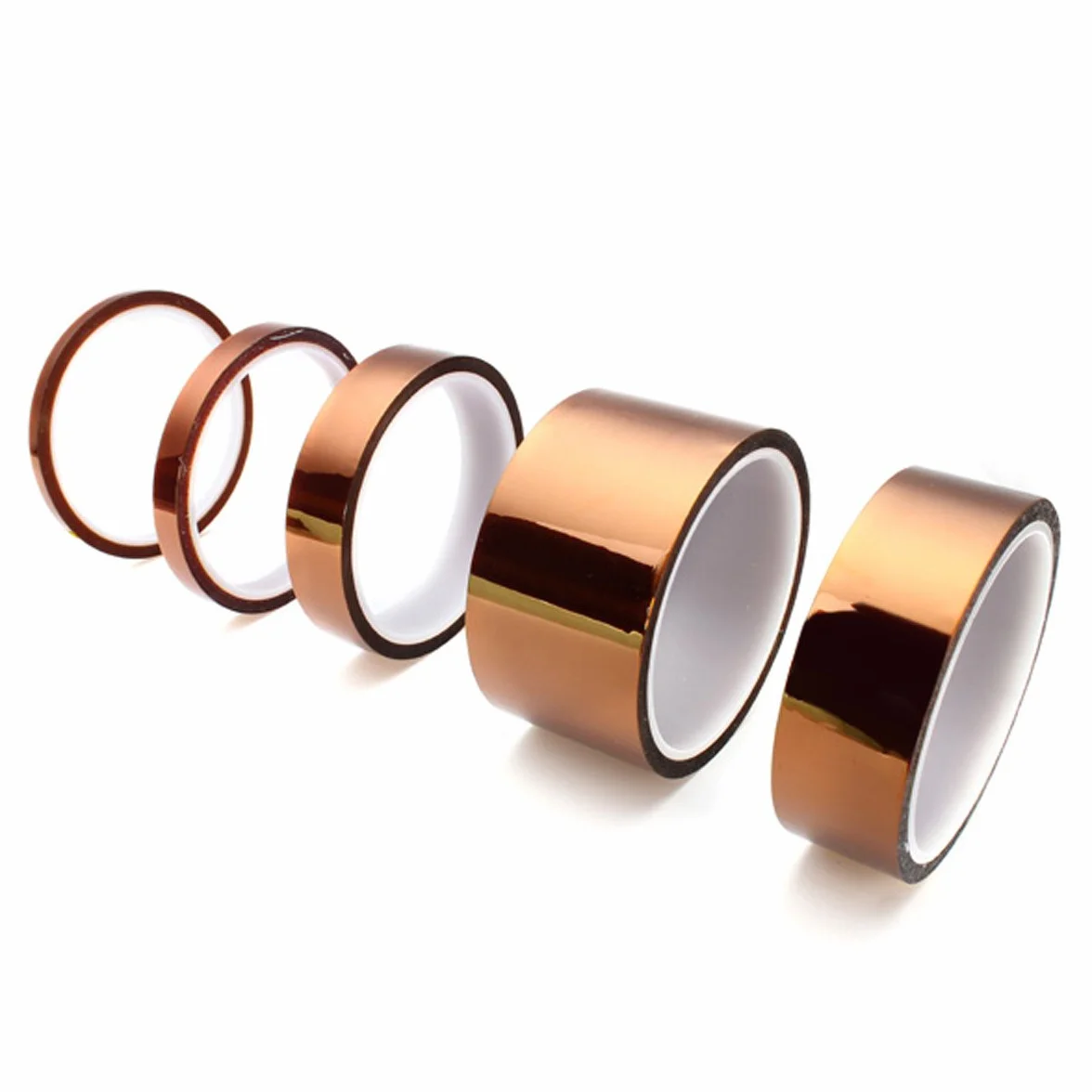 5 rozmiarów 5 mm 10 mm 20 mm 30 mm 50 mm 30 m/100 stóp BGA folia odporna na wysoką temperaturę poliimidowa taśma kapton złota odporna lepka