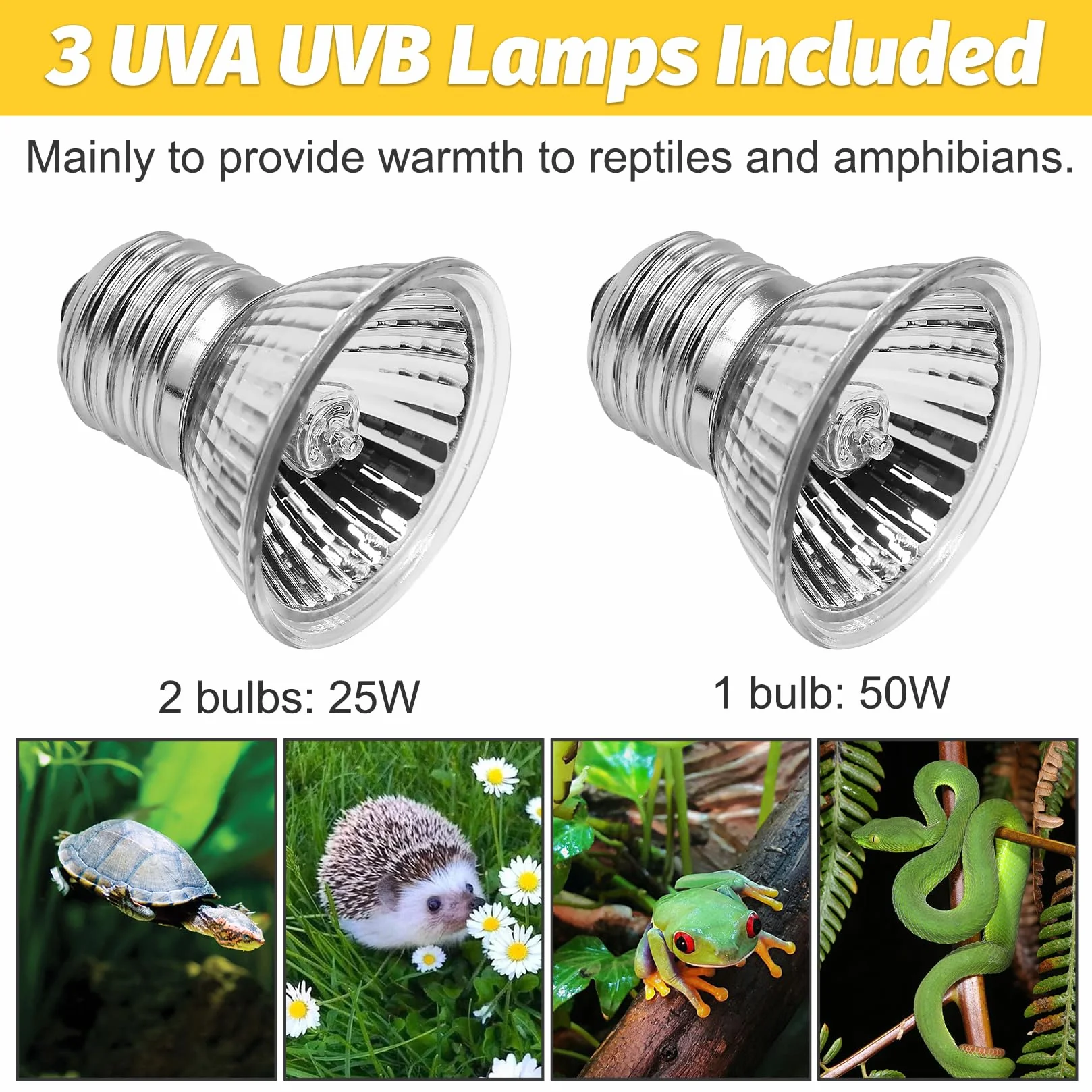 Turtle Lampa grzewcza z 3 żarówkami E27 w zestawie Lampa terrarium dla żółwi z klipsem dla gadów obracana o 360°, podgrzewana żółw, odpowiednia dla jaszczurek, żółwi, węży, kameleonów