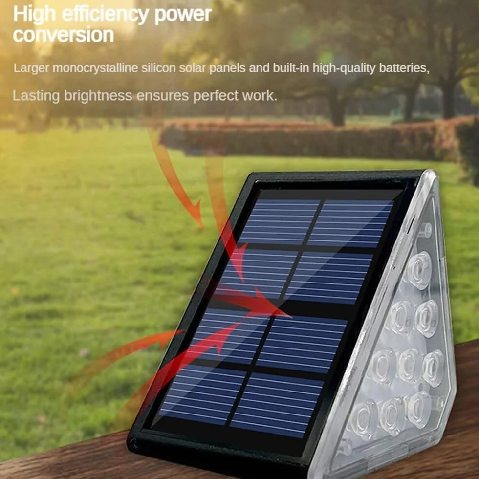 CREATESTAR Słoneczne światła stopniowe, trójkąt ogrodzenia schodów IP67 Wodoodporny pokład LED Light do ogrodowego patio, ganku,drzwi wejściowe, na zewnątrz, ścieżka, ciepły biały 6 paczek