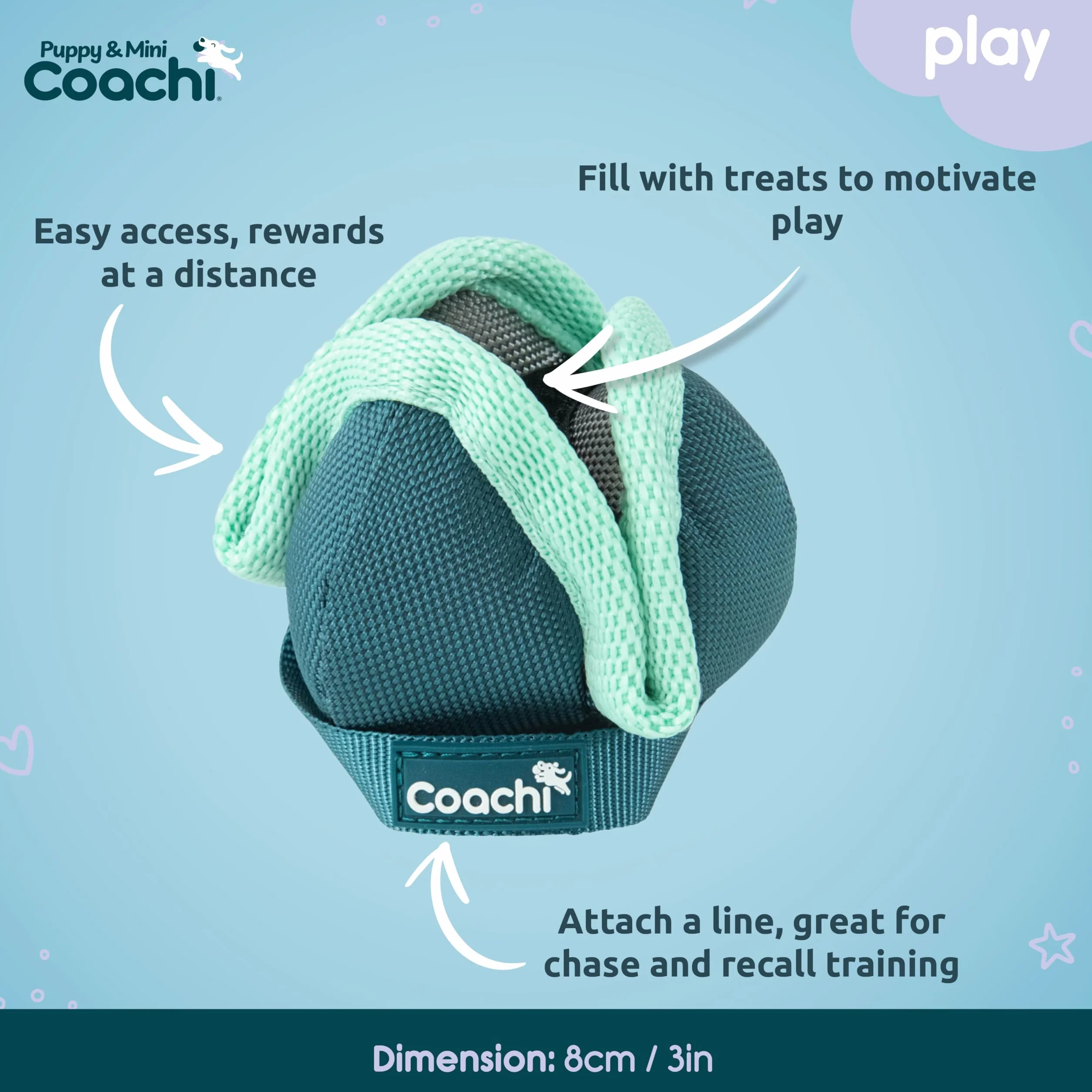 Coachi Puppy & Mini Chase & Treat – Idealny dla zabawy i pościgów, agility i treningu na odległość, zachęca do interakcji, dobre do motywowania, Odpowiednie dla szczeniąt i małych psów