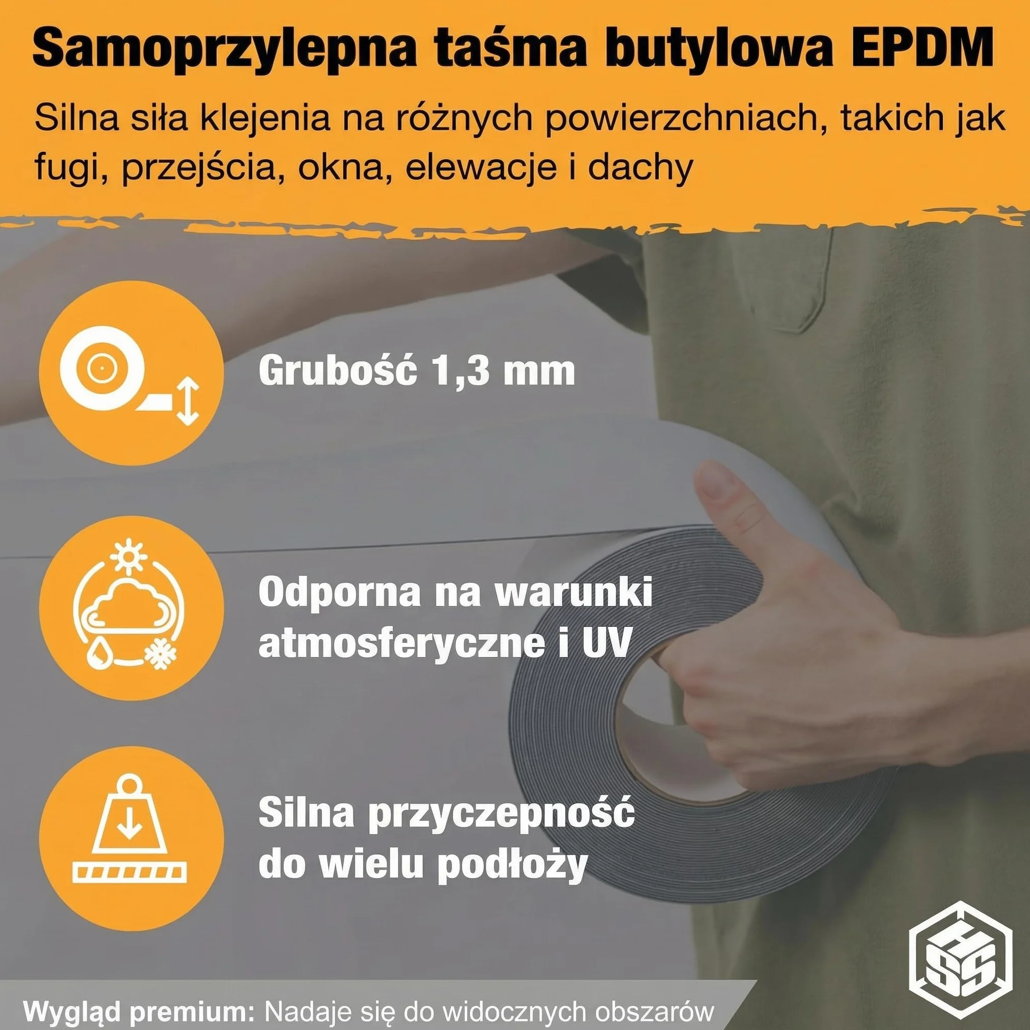 Samoprzylepna Taśma Butylowa EPDM do Uszczelnień – 10cm x 5m – Wodoodporna Taśma Naprawcza do Dachu, Rynien, Betonu i PVC – Odporna na UV i Warunki Atmosferyczne