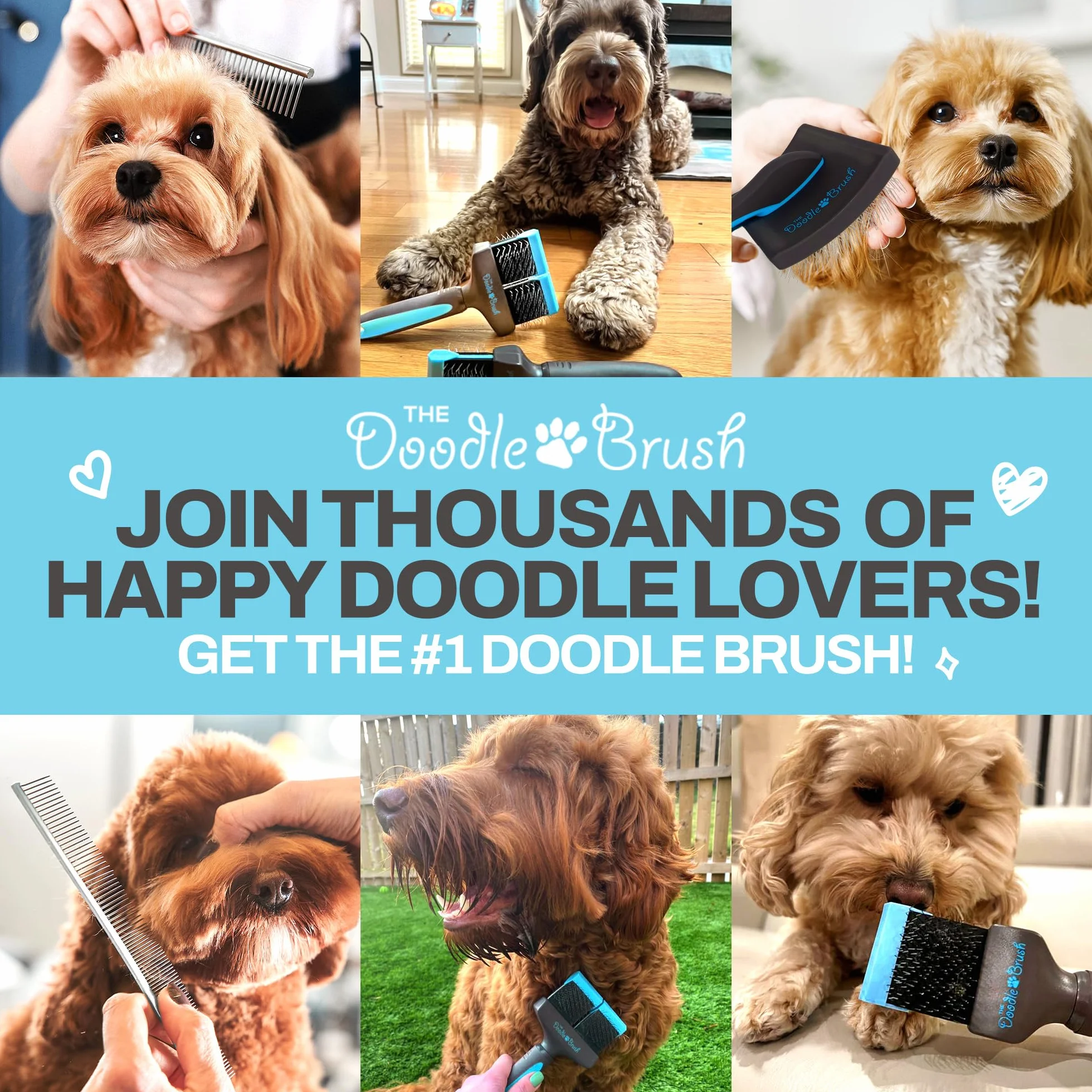 The Doodle Brush – grzebień do pielęgnacji psów doodle, metalowy grzebień dla psów, dla pudli, idealny labradoodle, cockapoo i goldendoodle – grzebienie wykończeniowe do sierści