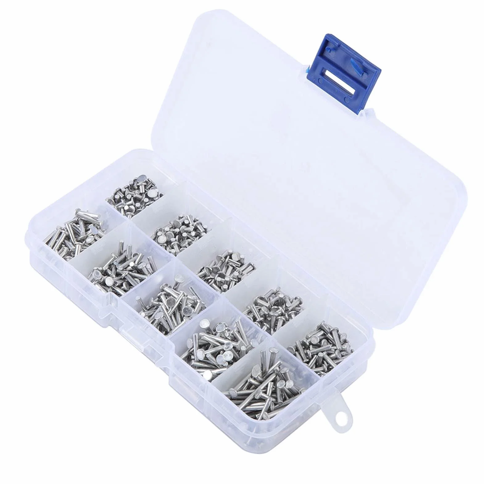Płaskie Nity Aluminiowe z łbem Stożkowym Płaskim, 500 Szt. Zestaw Nakrętek z łbem Płaskim M2 z Litego Aluminium o Długości 3/4/5/6/8/10/12/14/16/18mm dla Przemysłu Motoryzacyjnego
