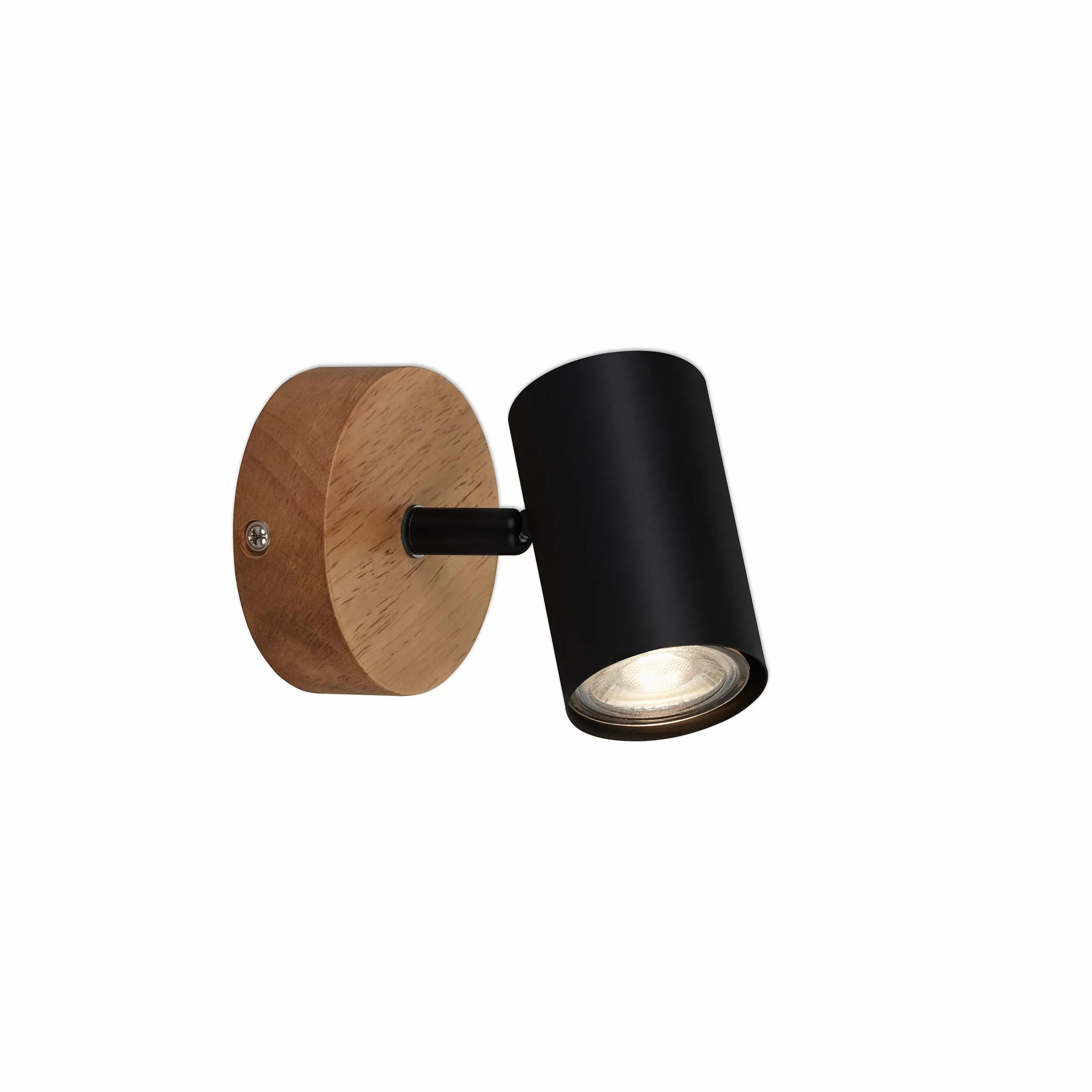 Briloner Leuchten – lampa punktowa, lampa ścienna, kinkiet retro, vintage, reflektor punktowy obrotowy i wychylny, 1 x GU10, metal drewno, czarny, 90 x 120 mm (DxA), 2920-015