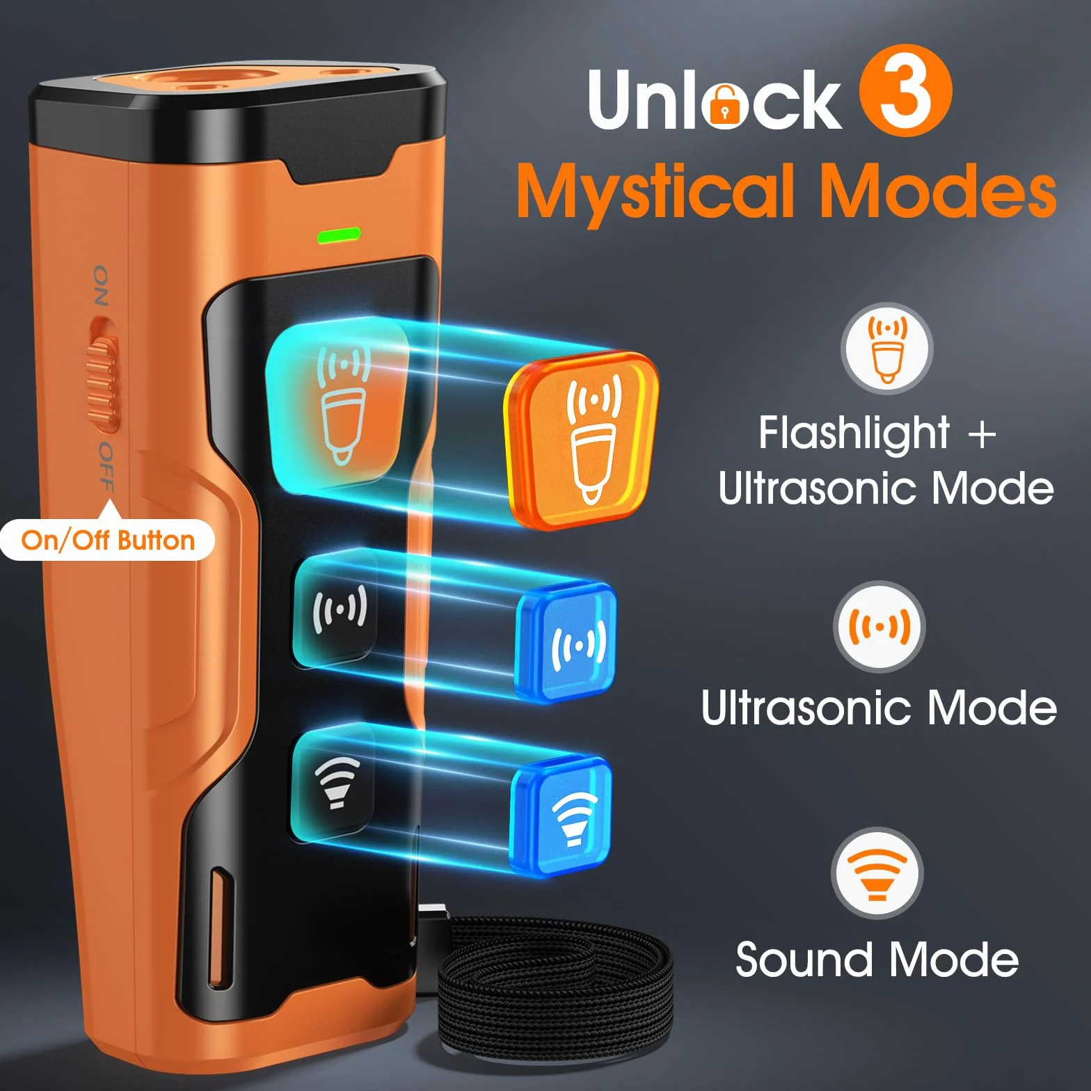HeeNzz Dog Bark Deterrent Devices for Own or Neighbor's Dog Ultrasonic Dog Training Device Safe & Effective Portable Anti Barking Device for Dogs Indoor Outdoor Use Orange
