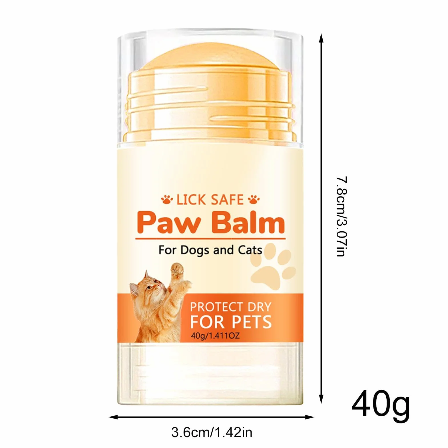 Balsam do łapy , naturalny lizanie, bezpieczny dla kota, , łapa, balsam w sztyfcie, 40 g, balsam do łapy , wosk, smoczek i krem nawilżający, do pękniętych łap psów, kotów, pysków i