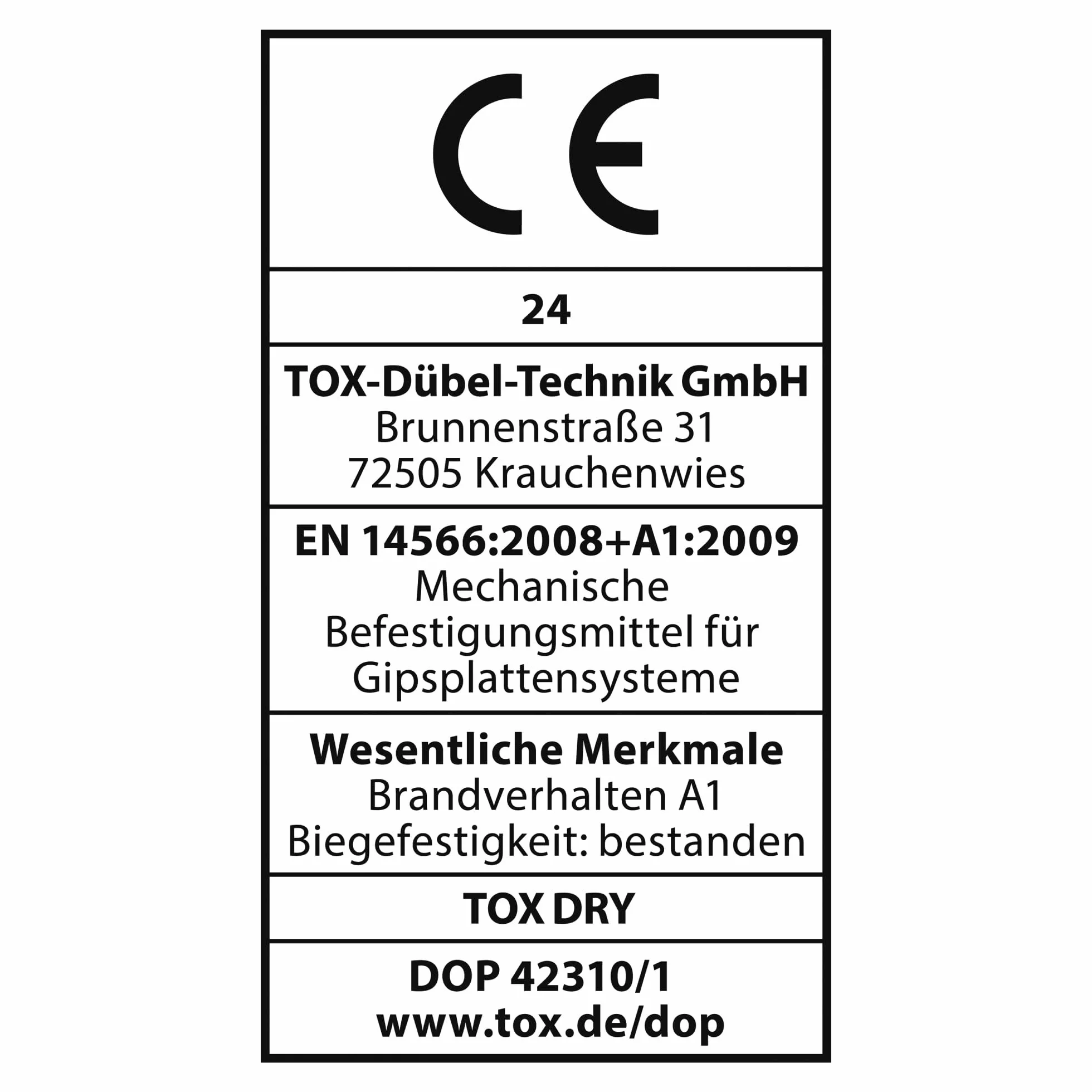 TOX Wkręty do szybkiego montażu DRY FG 3,9 x 25 mm, śruby czarne fosforanowane z głowicą trąbki + drobny gwint, płyta gipsowo-kartonowa na metalowej konstrukcji podłoży, PH2, 1000 sztuk, w zestawie 1