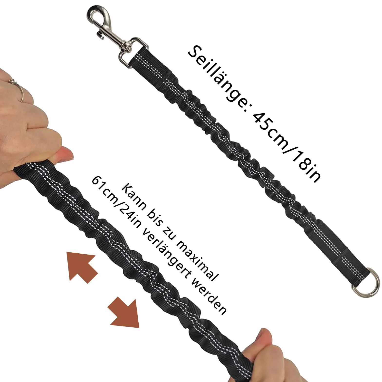 Bungee smycz dla psa, elastyczna smycz dla psa, amortyzator dla psów (2,5 x 75 cm), amortyzator szarpnięć dla psa, elastyczna smycz nylonowa, krótka smycz idealna amortyzacja podczas jazdy na