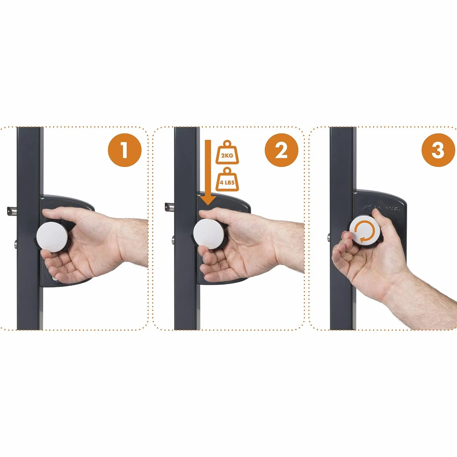 Locinox Klamka guzikowa KIDLOC 2,59/54,6/41 mm, VK 8x60 mm, stal nierdzewna/biegun, srebrna/czarna