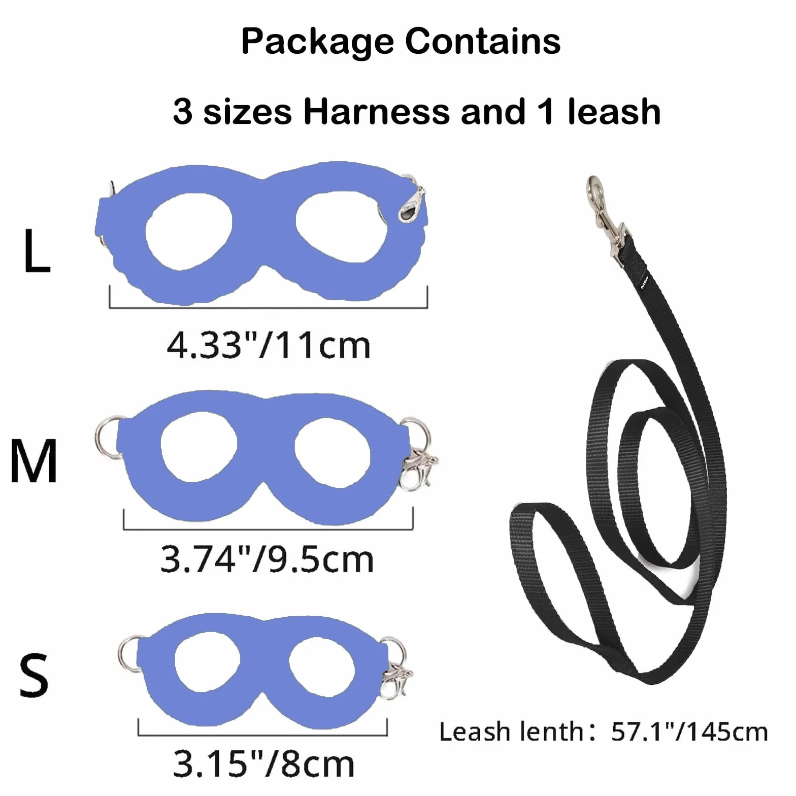 Zestaw uprzęży i smyczy Sugar Glider dla małych zwierząt kamizelka treningowa do chodzenia dla wiewiórki, chomika, szczura, niebieskiego, 3 szt